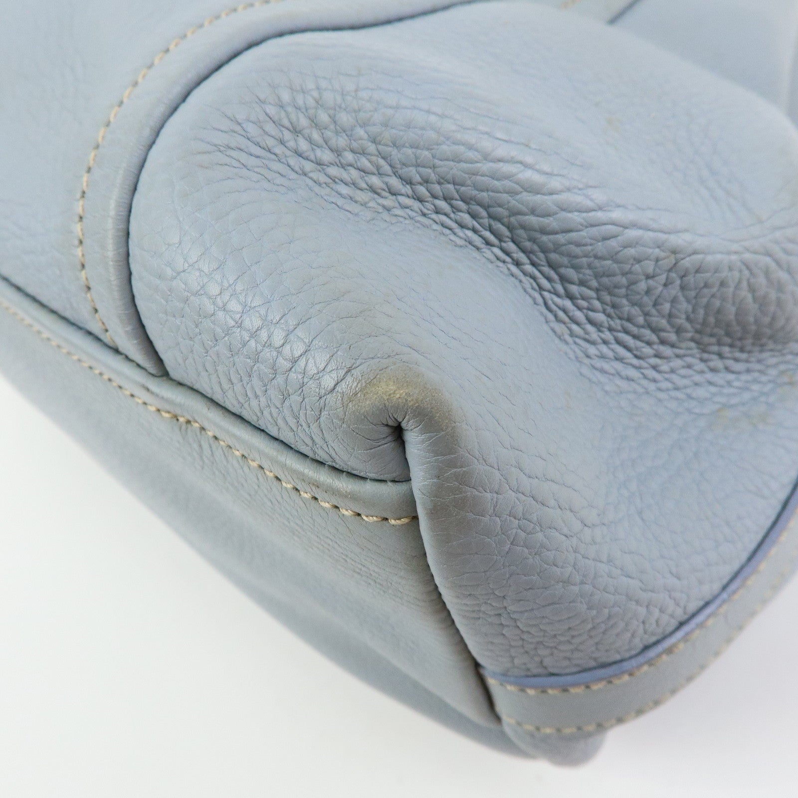 PRADA Vitello Daino Leather Tote Bag Hand Bag Light Blue BR2252