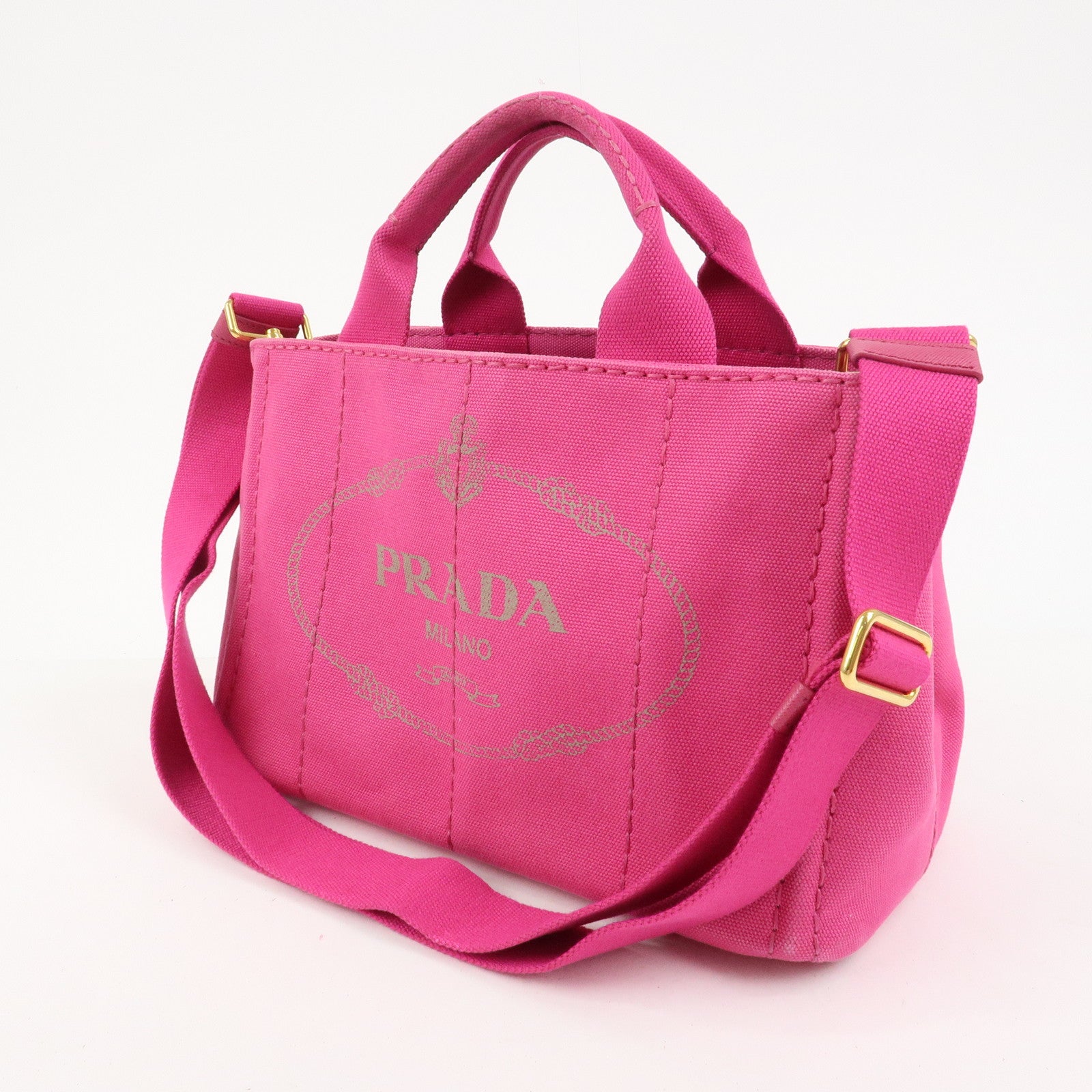 PRADA Canvas Canapa Mini 2Way Bag Hand Shoulder Bag Pink B2439G