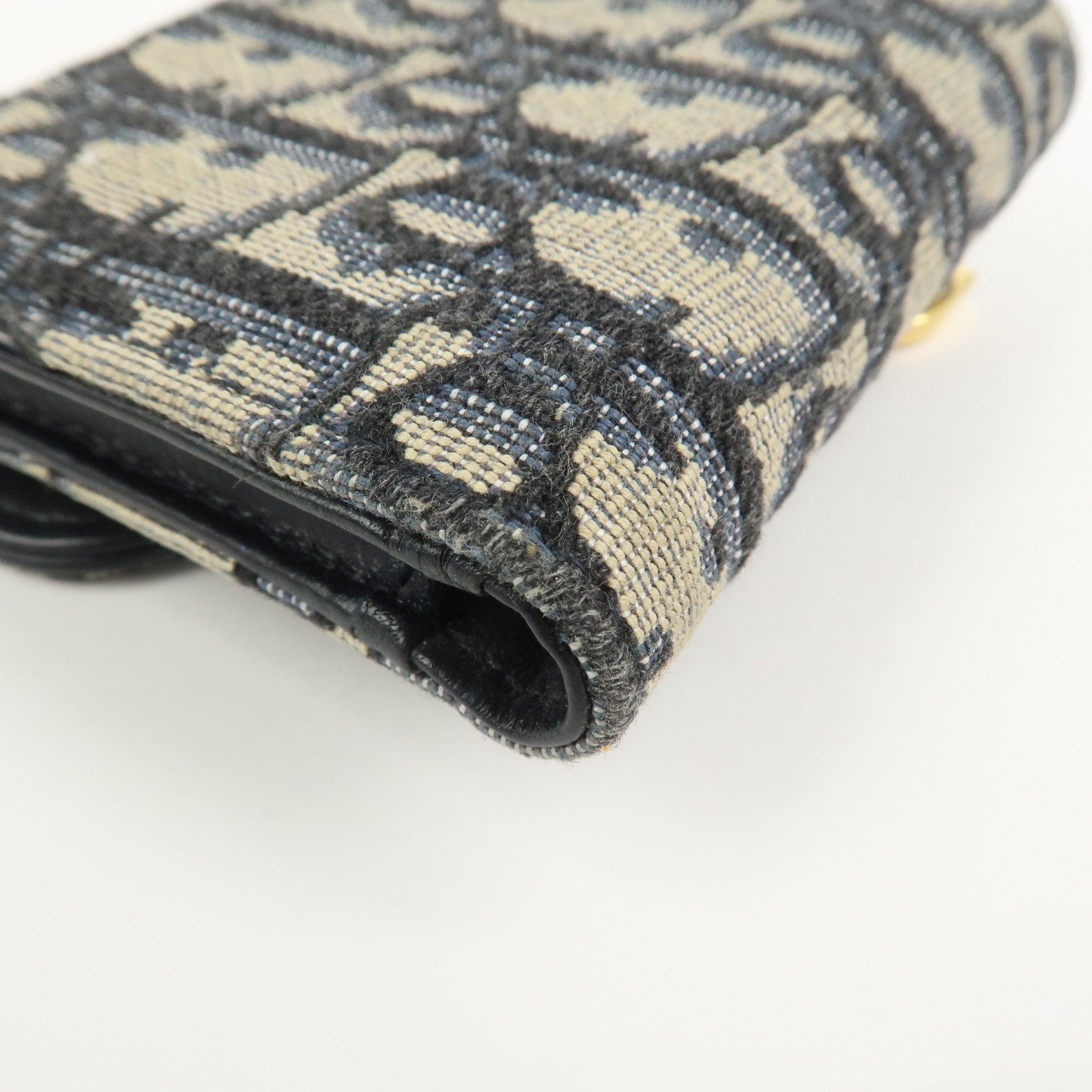 Christian Dior Trotter JacguardCanvas Leather Saddle Trifold Wallet