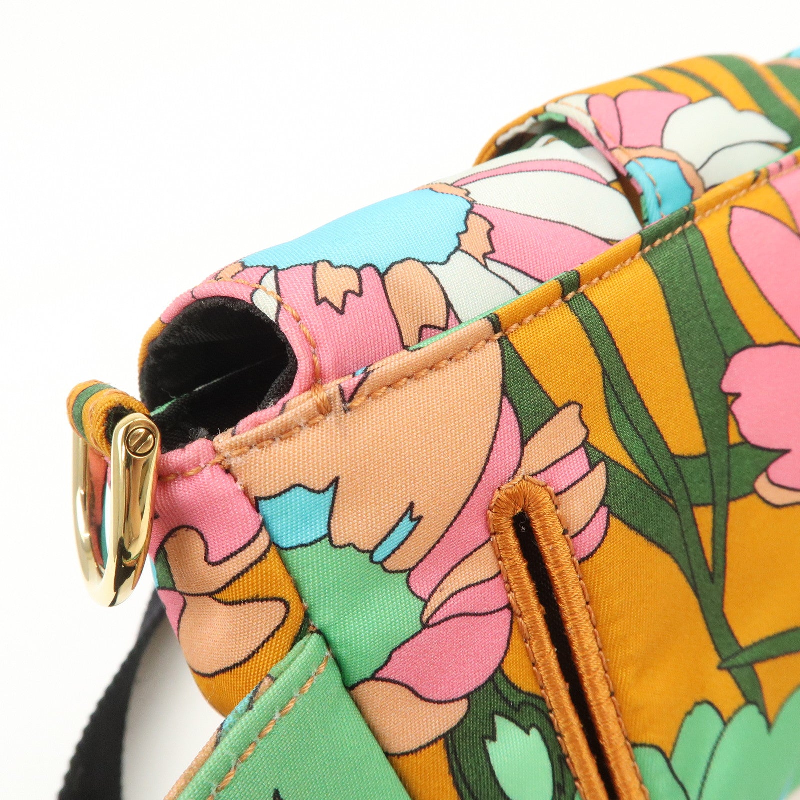 FENDI Bagguette Nylon 2Way Bag Waist Bag Orange Multi Color 8BR782 Used