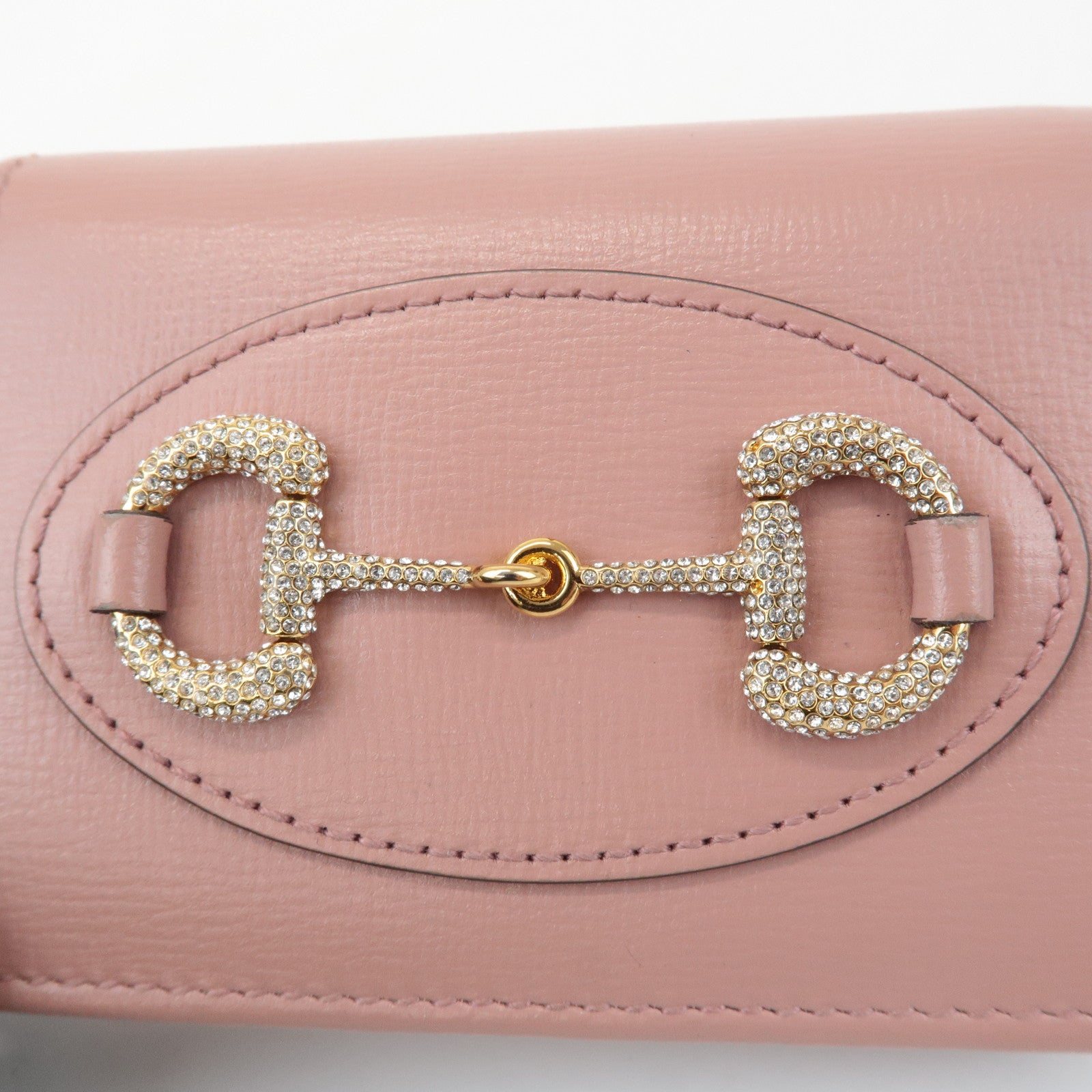 GUCCI Horsebit Leather Bi-fold Wallet Small Wallet Pink 621887 Used