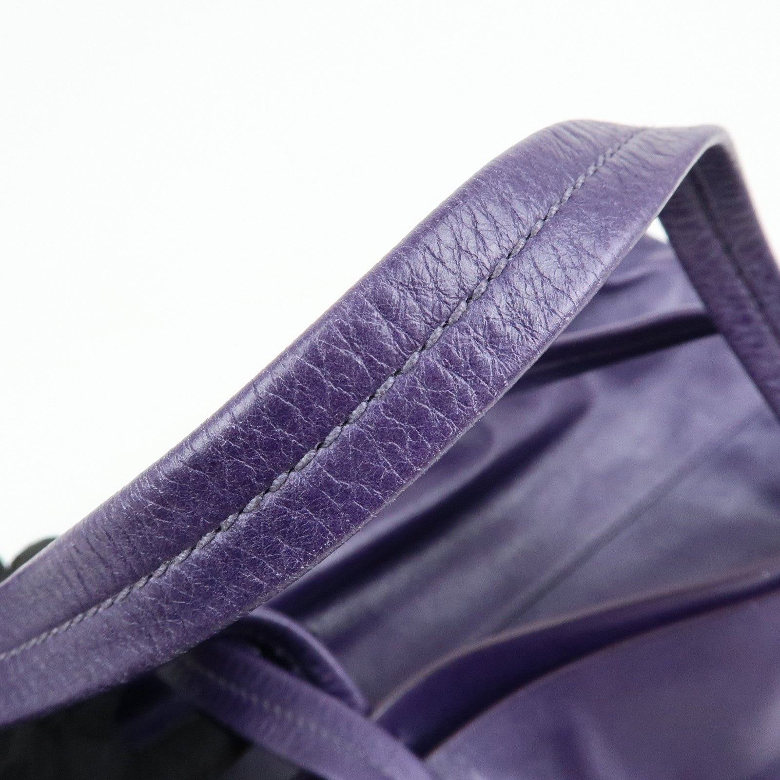 MIU MIU Soft Leather Shopping Tote Bag Shoulder Bag Purple RR1820