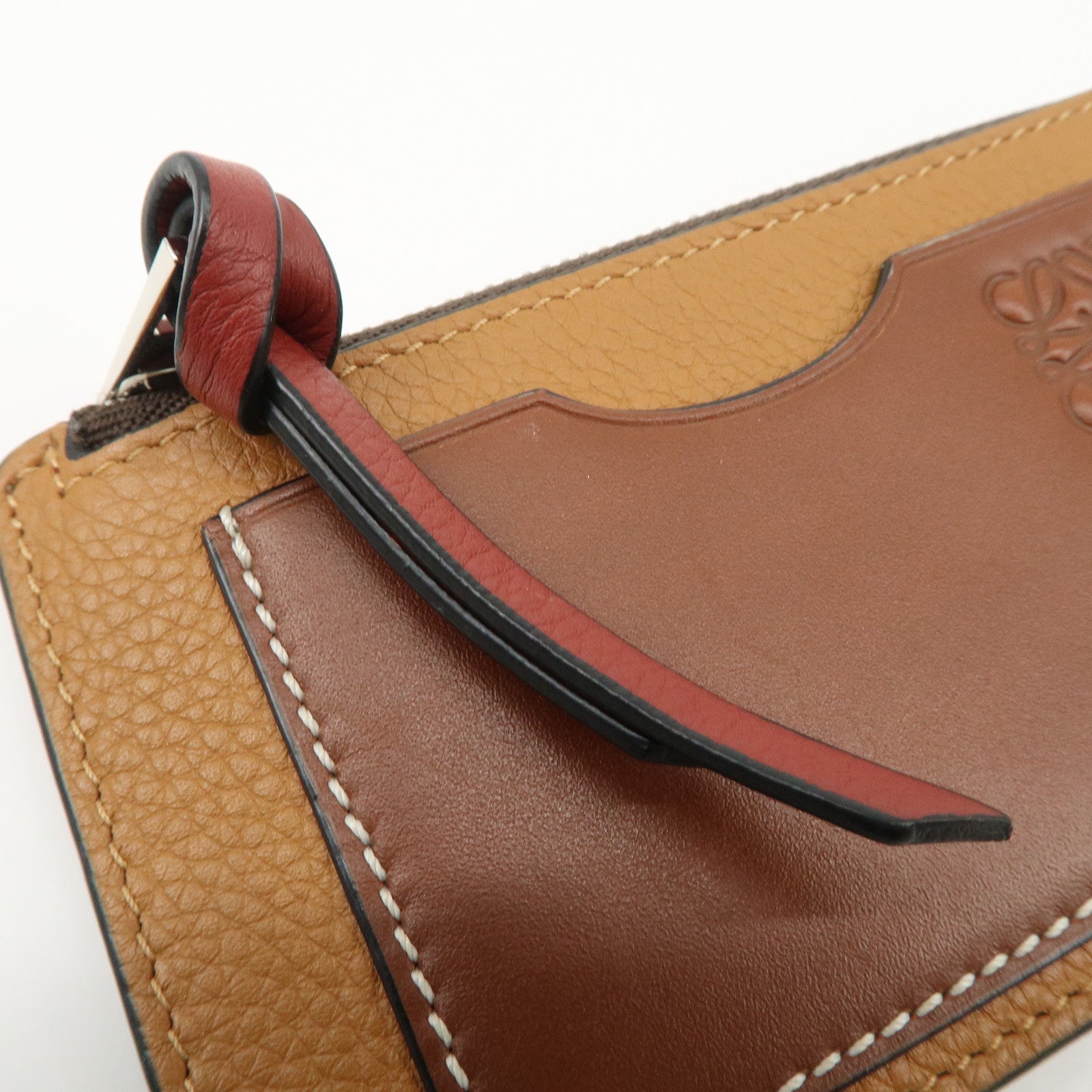 LOEWE Anagram Leather Coin Case Fragment Case Beige Brown