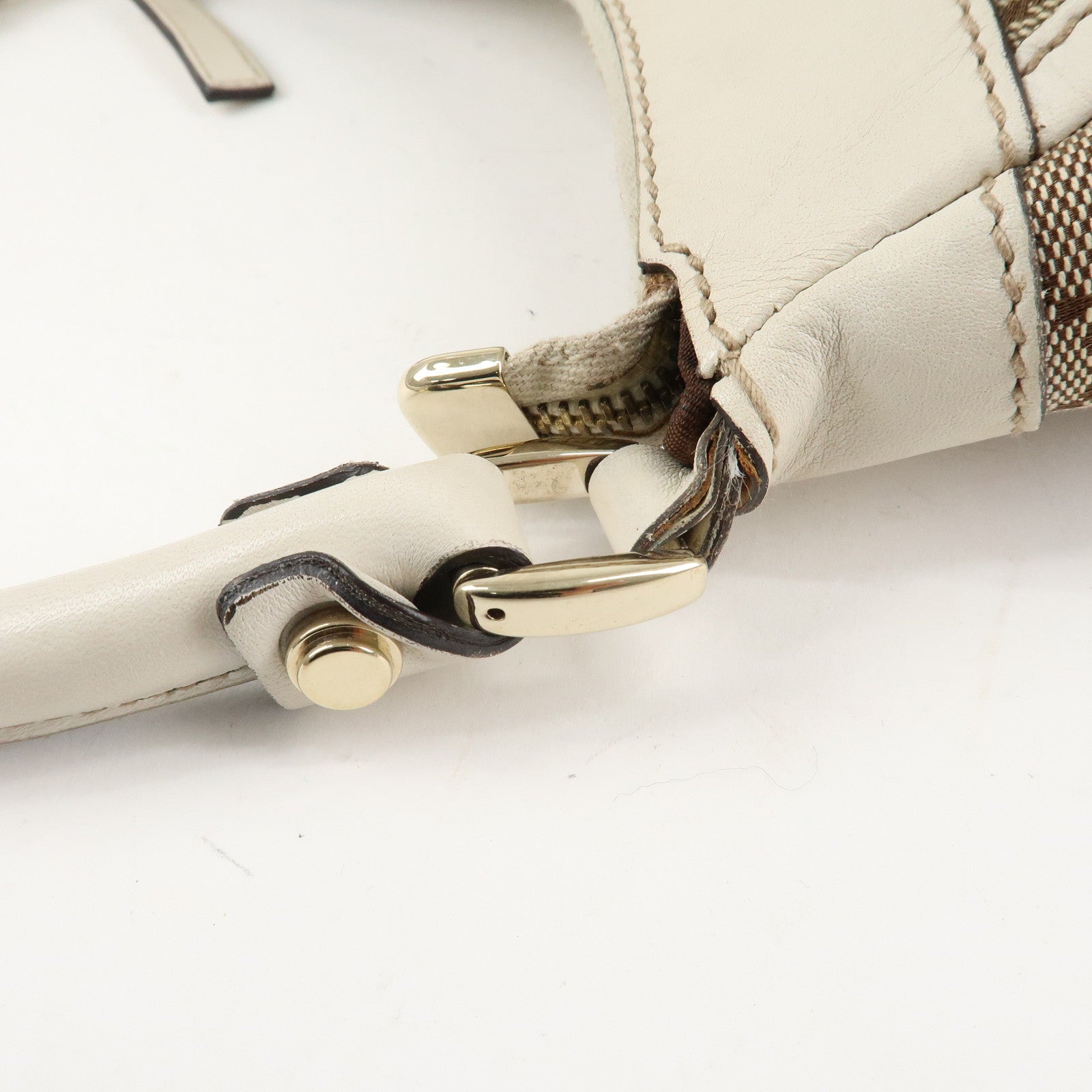 GUCCI Abbey GG Canvas Leather Shoulder Bag Beige 190525 Used