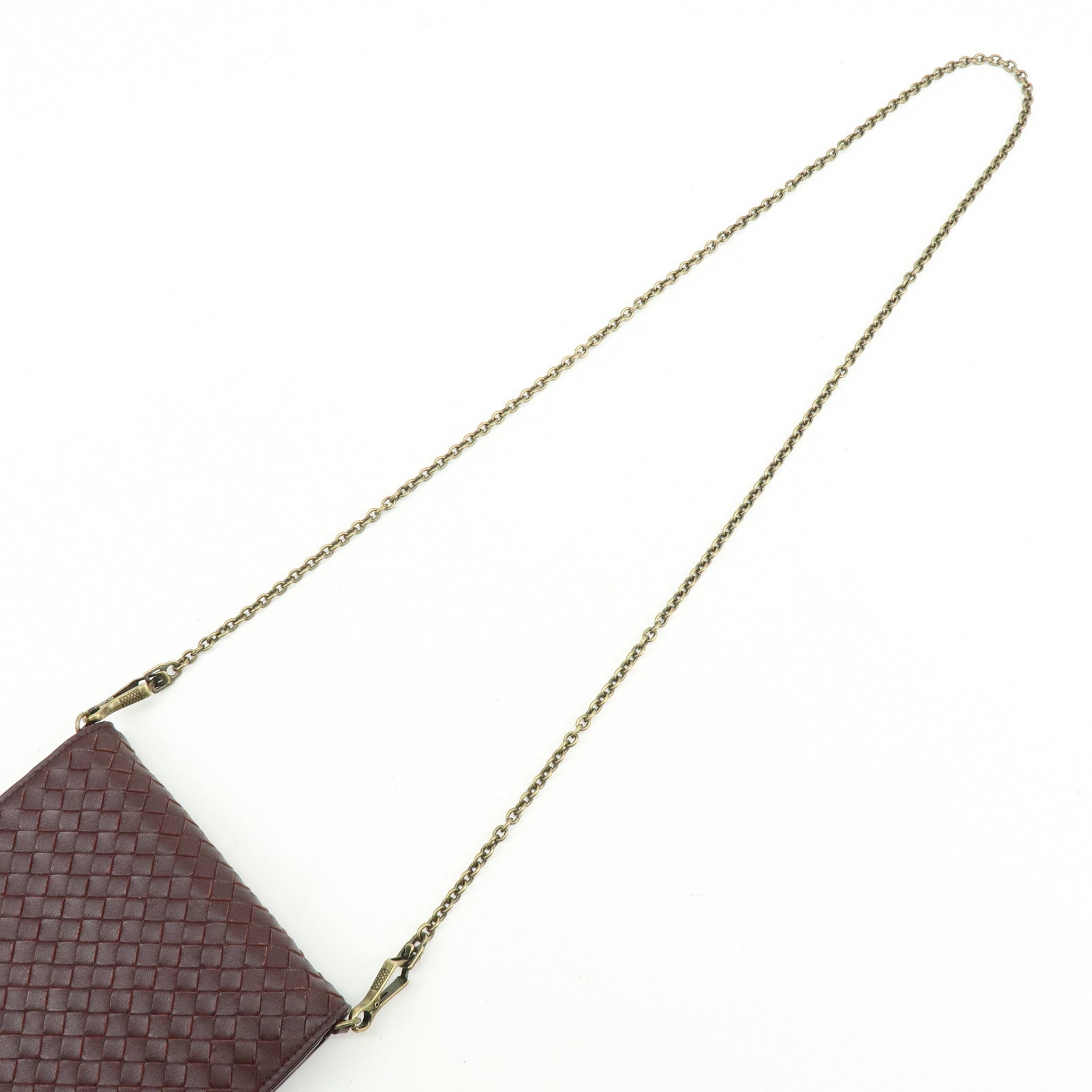 BOTTEGA VENETA Intrecciato Leather Chain Wallet Brown