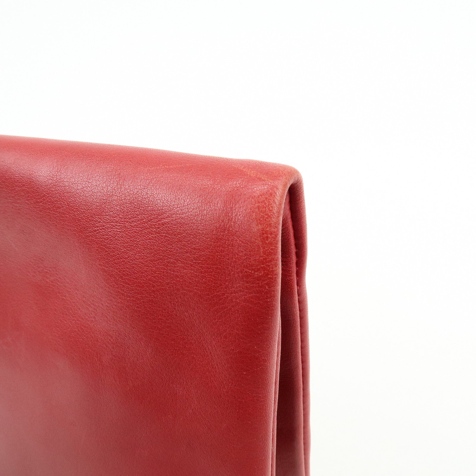 SAINT LAURENT PARIS Leather Clutch Bag Flat Pouch Red 328198