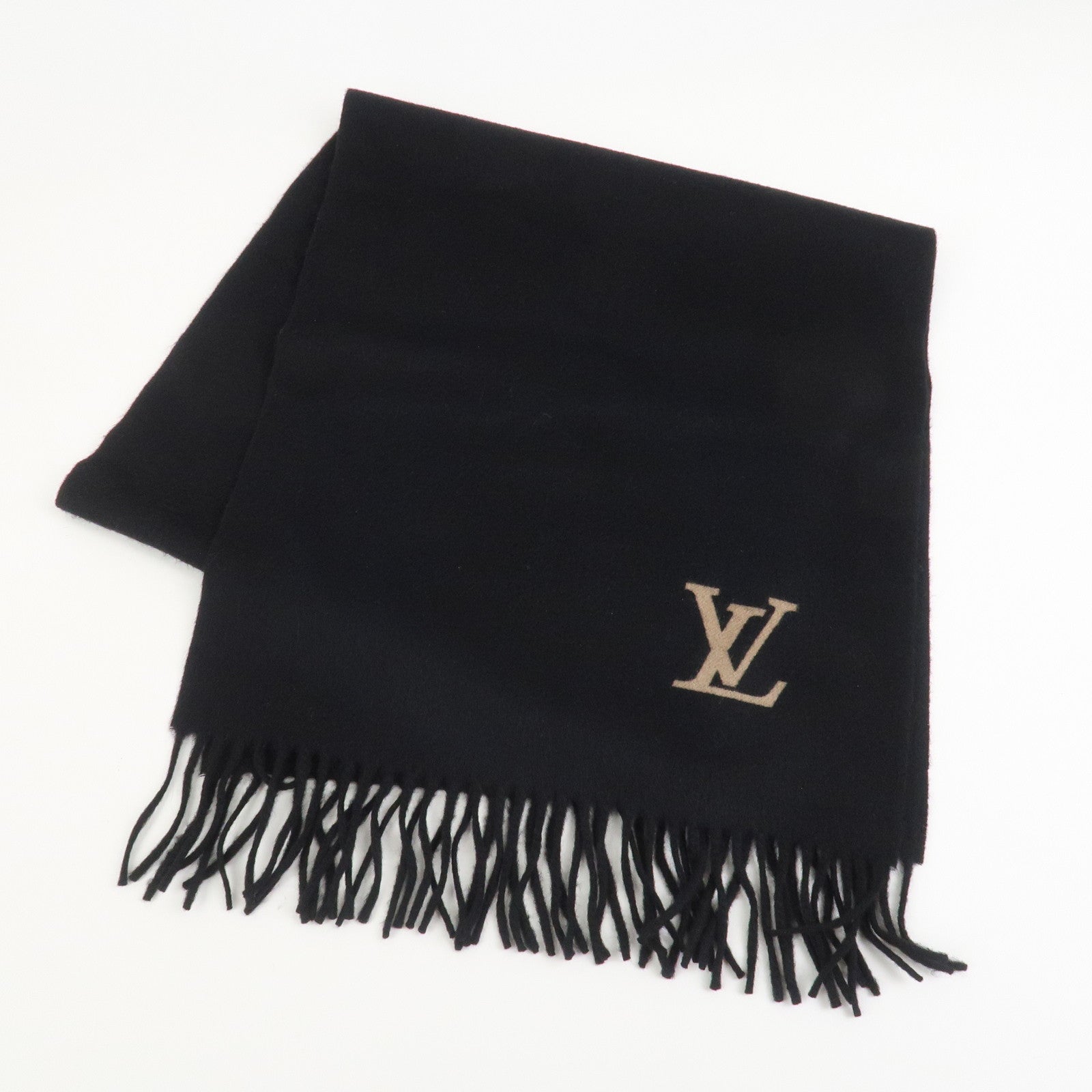 Louis Vuitton Echarpe Jeram Scarf Stole Cashmere Black 400788
