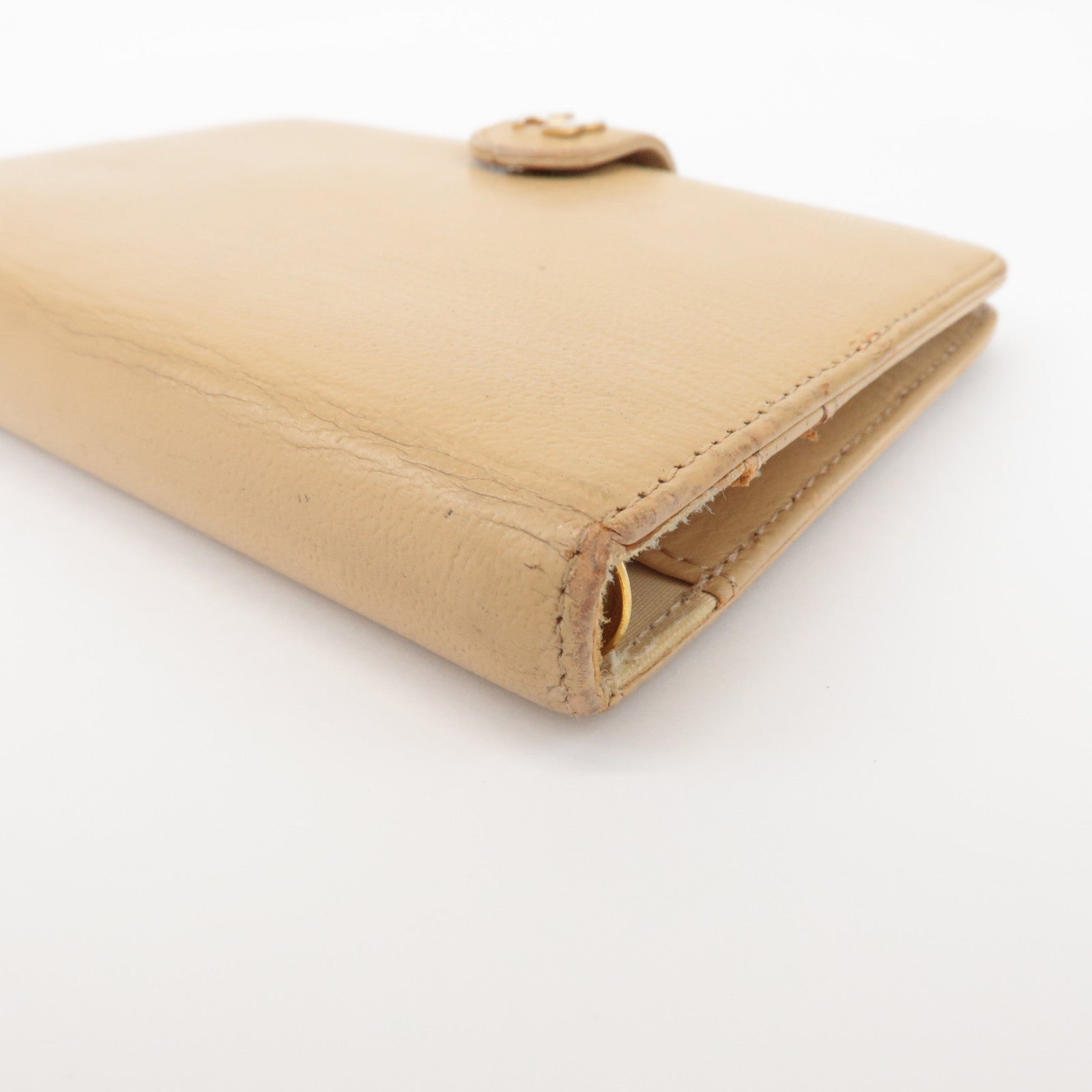 CHANEL COCO Mark Calf Leather Agenda Cover Planner Cover Beige