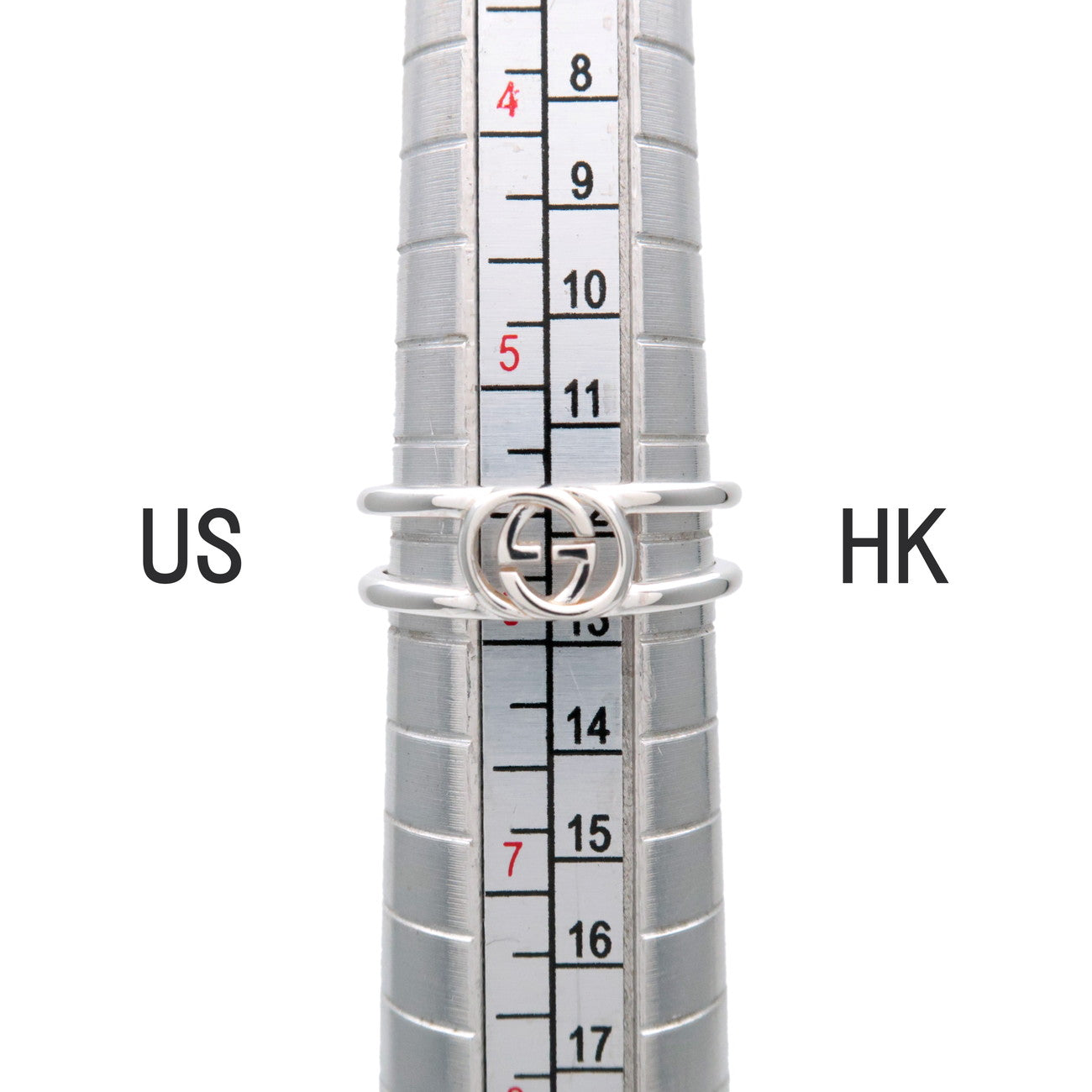 GUCCI Interlocking G Open Band SV925 Ring Silver #12 298036