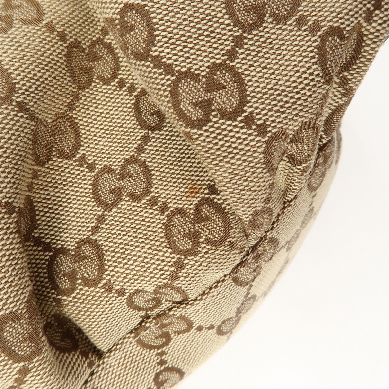 GUCCI Abbey Leather GG Canvas Shoulder Hand Bag Beige Orange 139260 Used