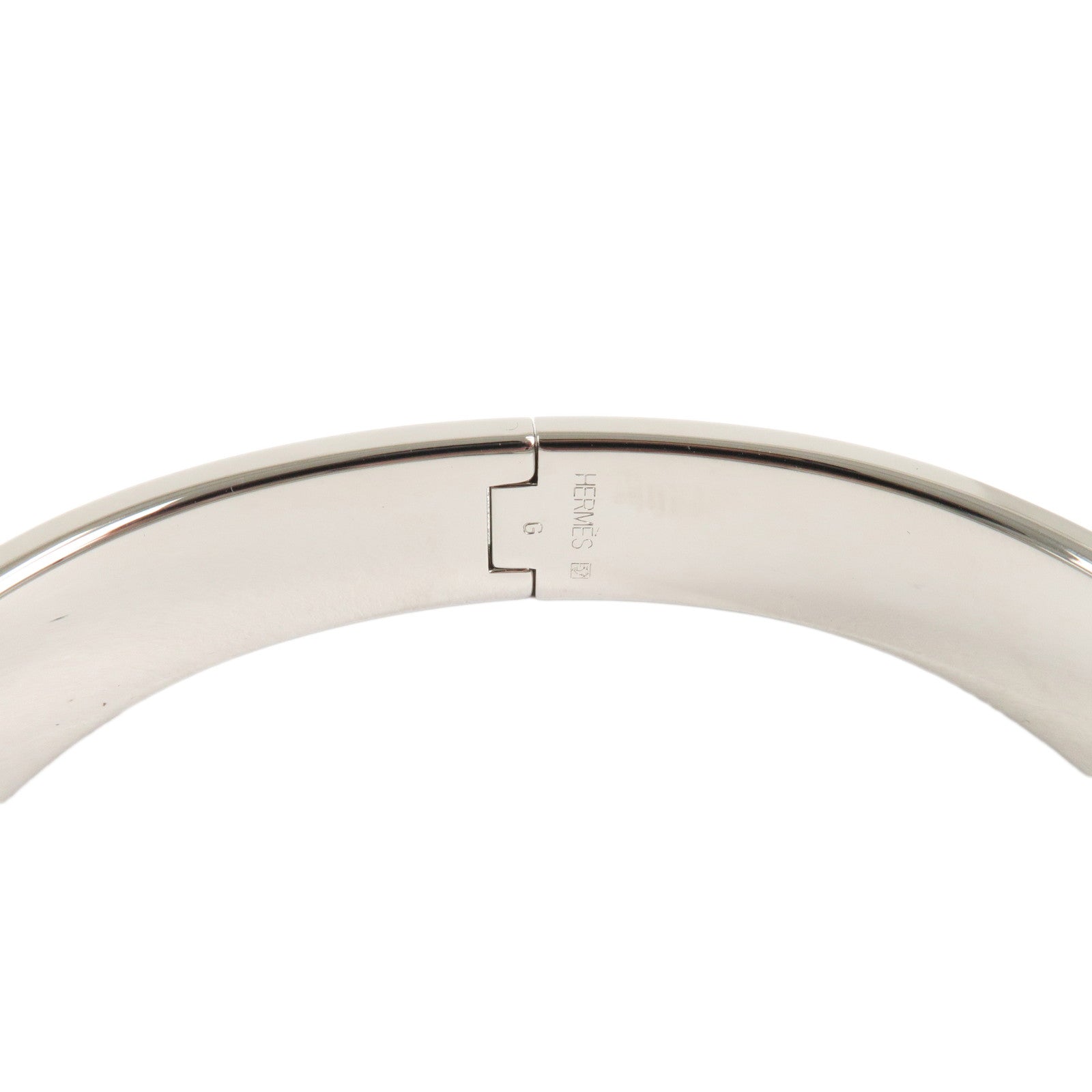 HERMES Clic Clac PM H Logo Bangle Bracelet Silver Black Used