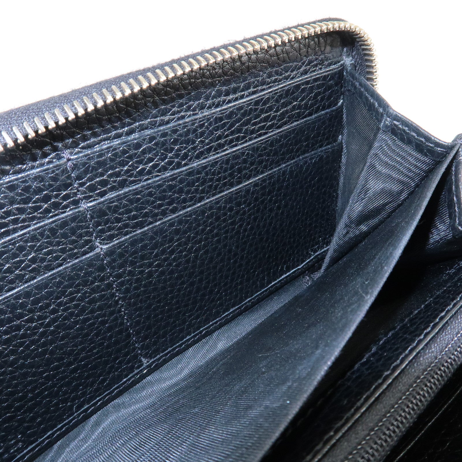 GUCCI SOHO Leather Zip Around Long Wallet Black Used