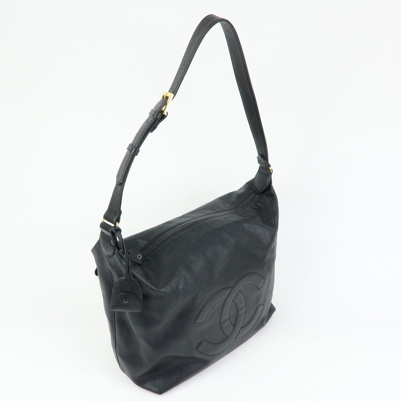 CHANEL Large COCO Mark Cavairskin Shoulder Bag Black