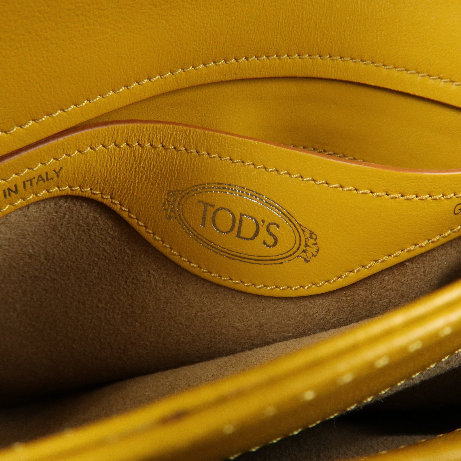 TOD'S Double T Tassel Leather Shoulder Bag Crossbody Bag Yellow