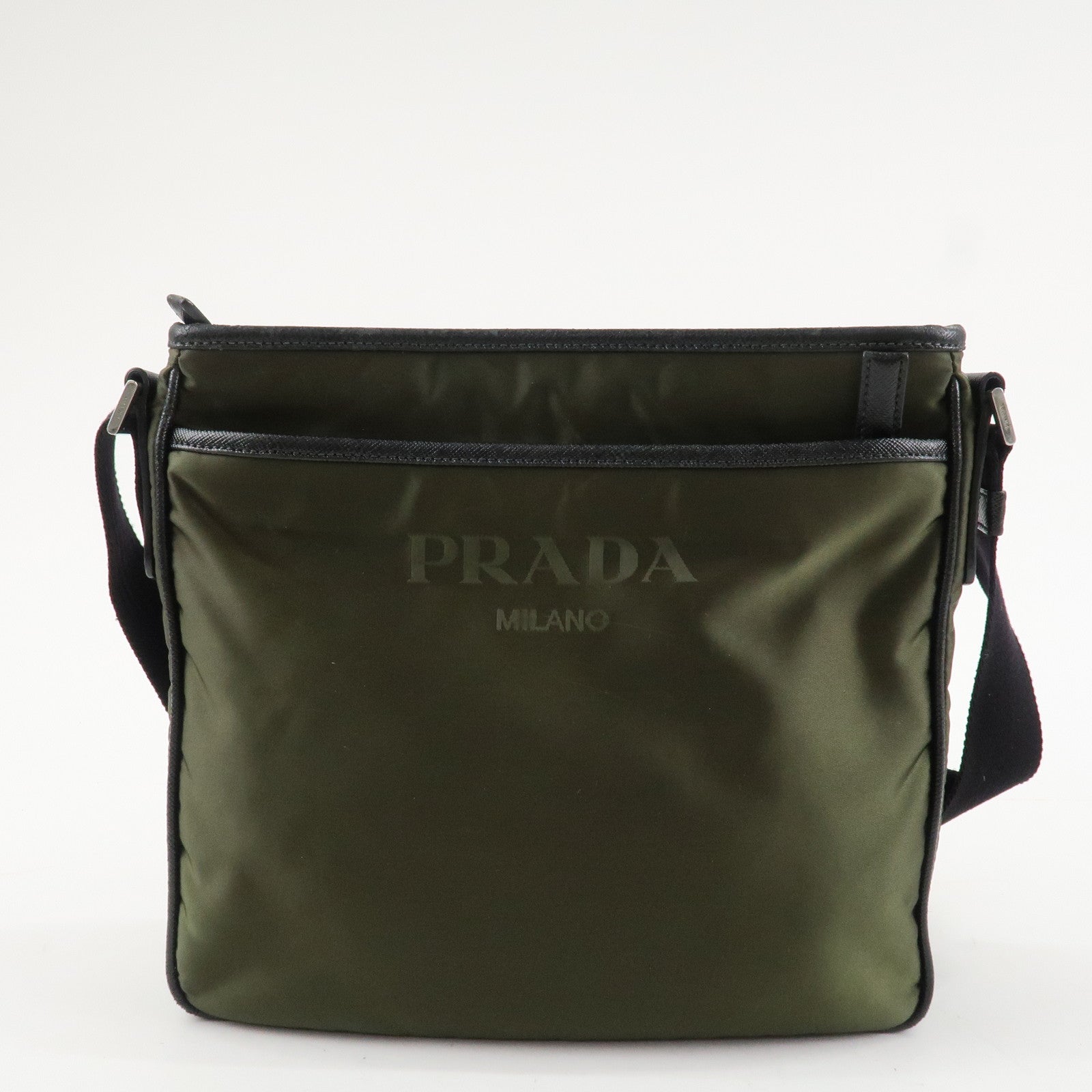 PRADA Triangle Logo TESSUTO+SAFFIAN Leather Nylon Shoulder Bag 2VH797 Used