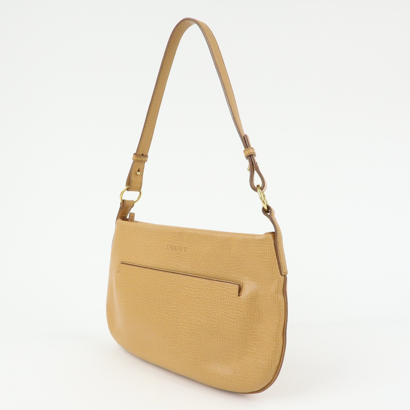 LOEWE Leather Hand Bag Shoulder Bag Beige