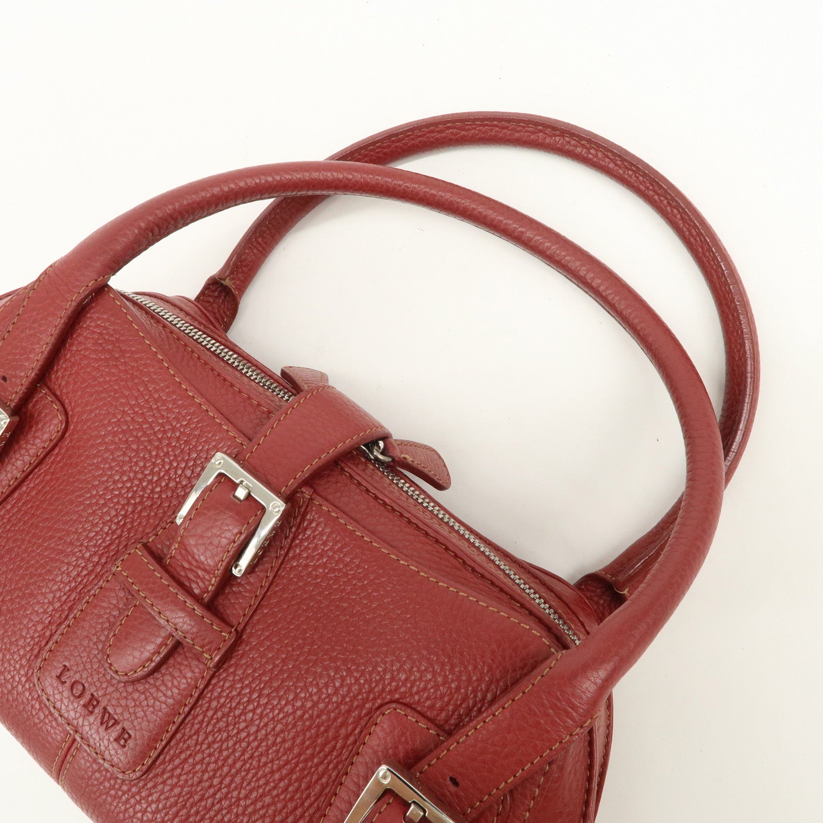 LOEWE Senda Leather Shoulder Bag Hand Bag Red