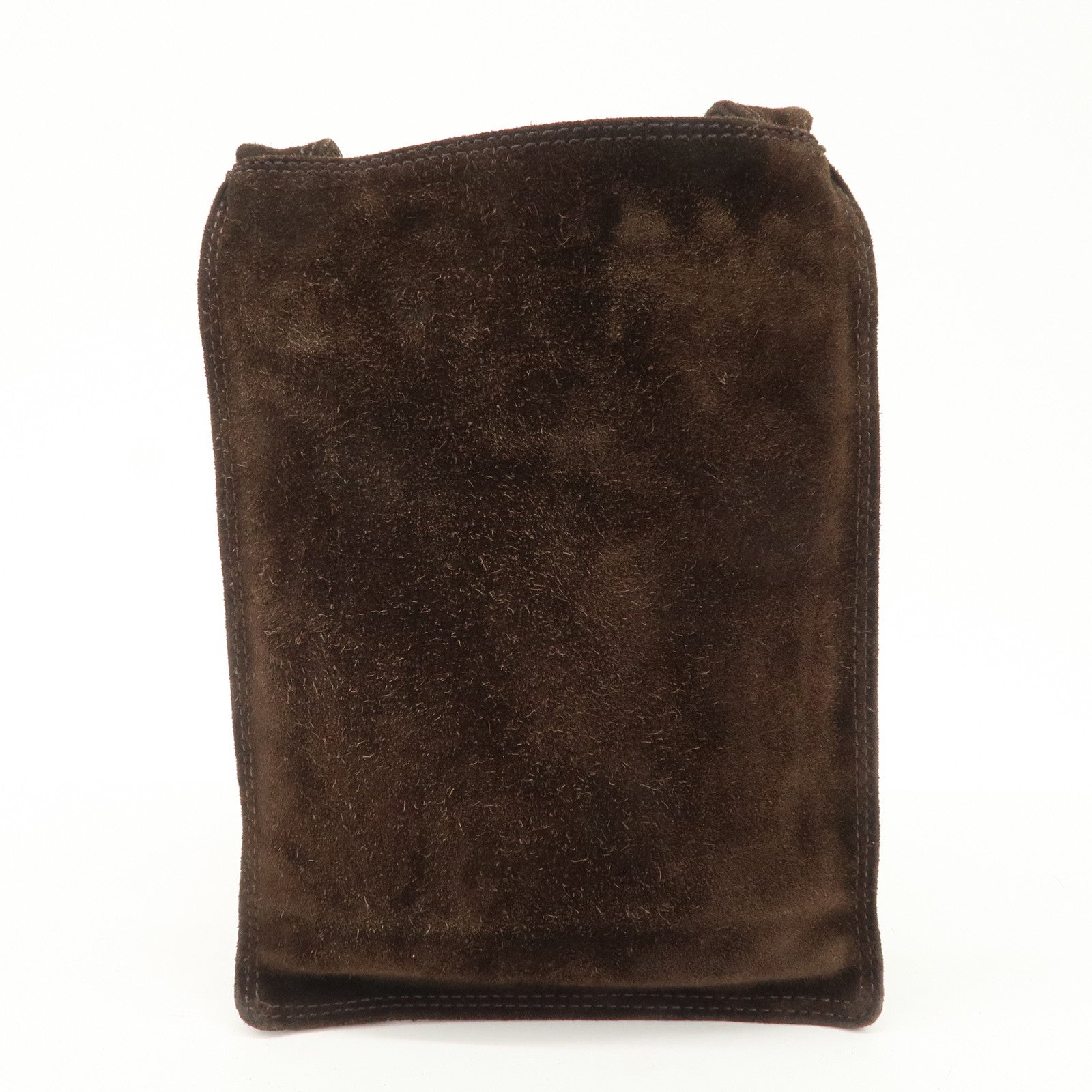 CHANEL Suede Shoulder Bag Crossbody Bag Dark Brown Used