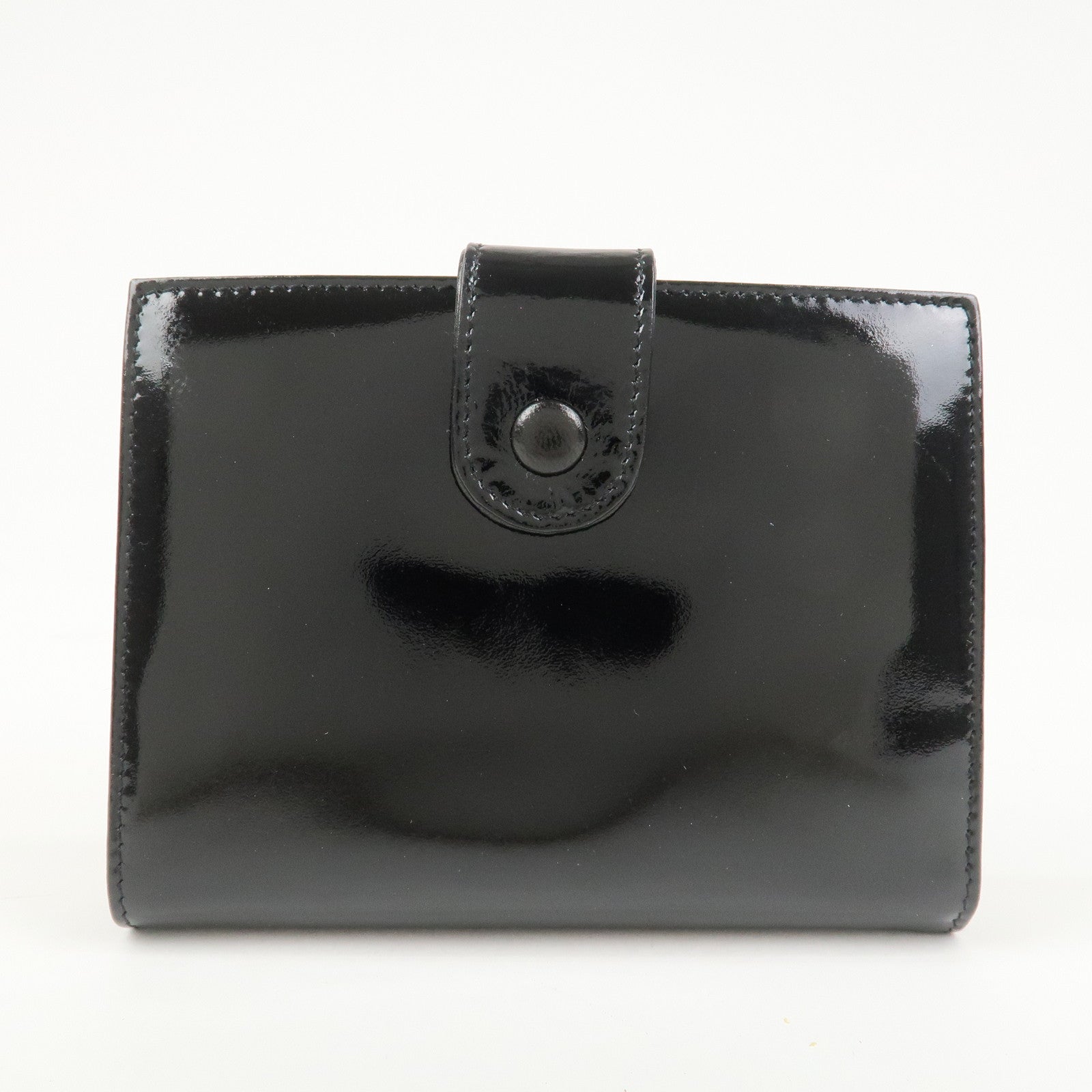 CHANEL COCO Mark Patent Leather Bi-fold Small Wallet Black A13497