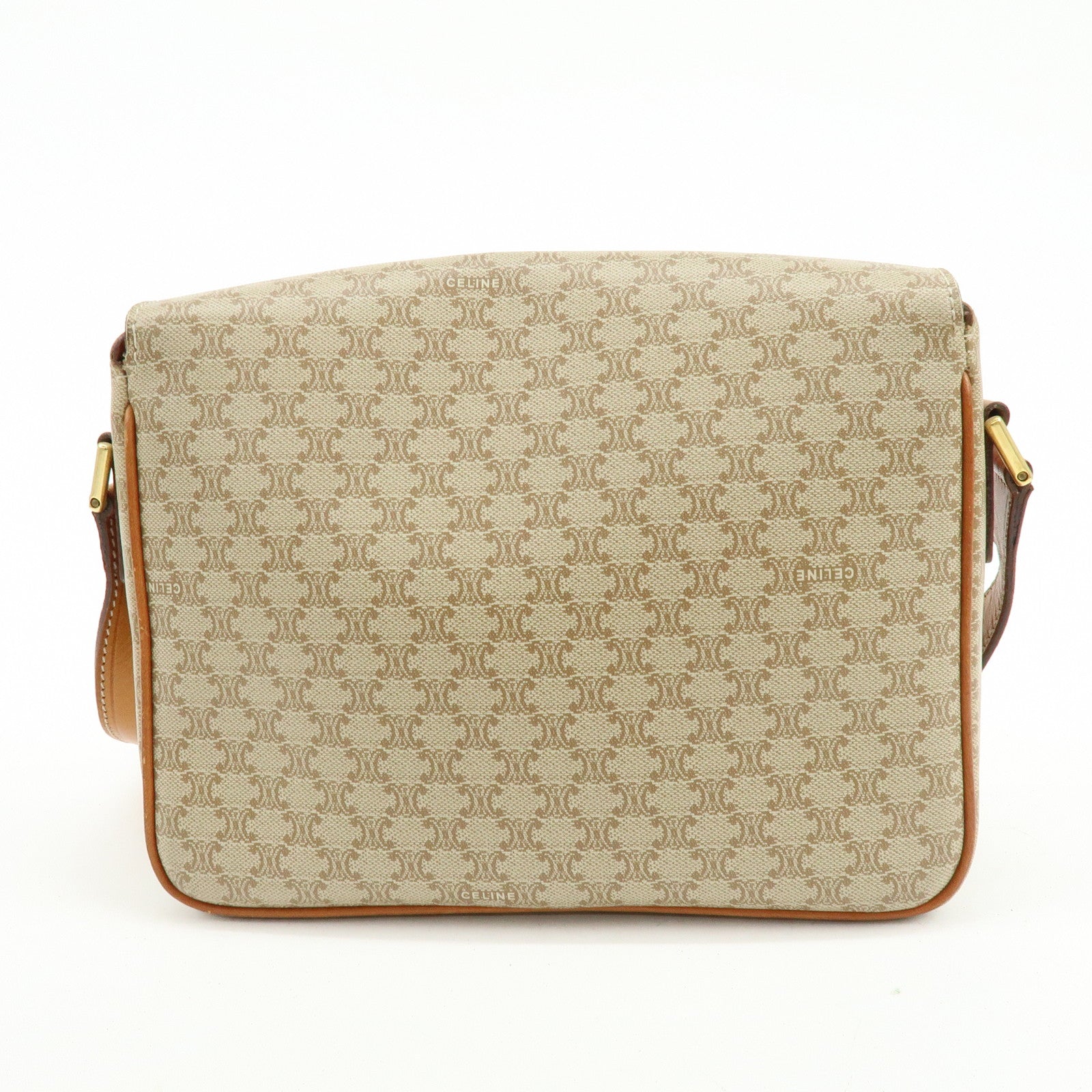 CELINE Macadam PVC Leather Shoulder Bag Crossbody Bag Beige