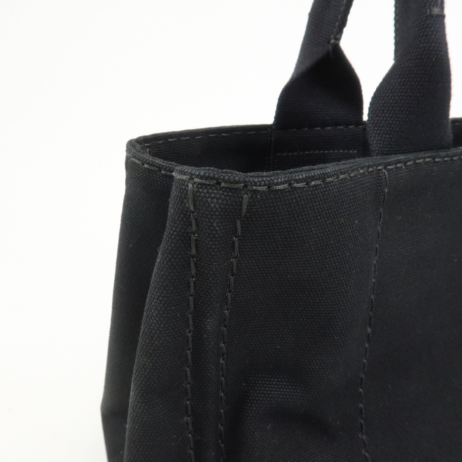 PRADA Logo Canapa Canvas Denim Tote Bag Hand Bag B1877B