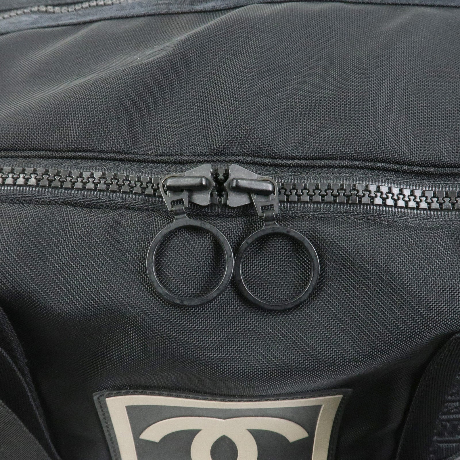 CHANEL Sport Line COCO Mark Nylon Boston Bag Shoulder Bag Black