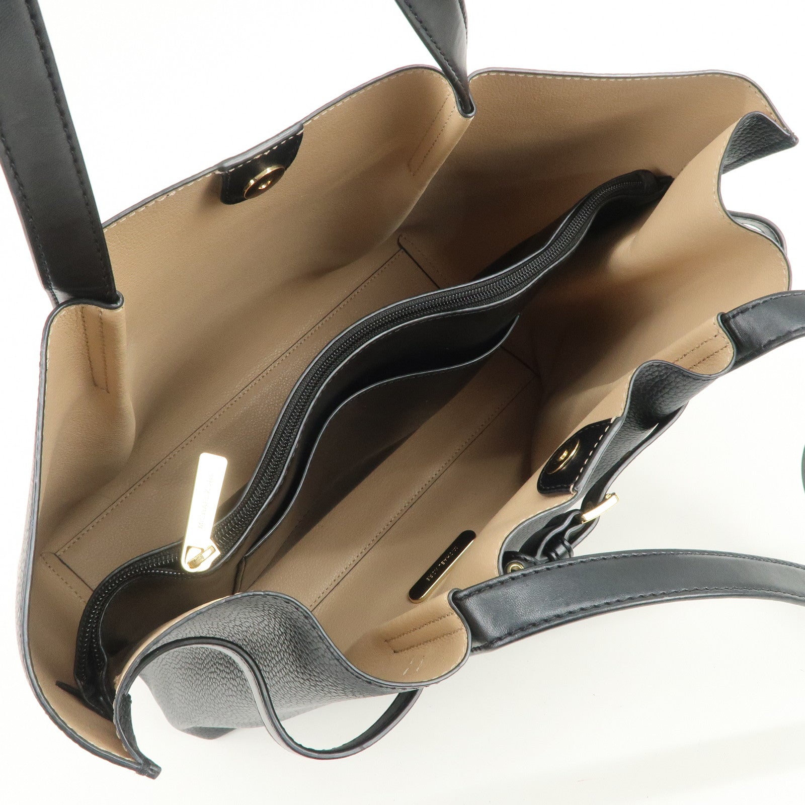 MICHAEL KORS Logo Leather Shoulder Bag Hand Bag Black