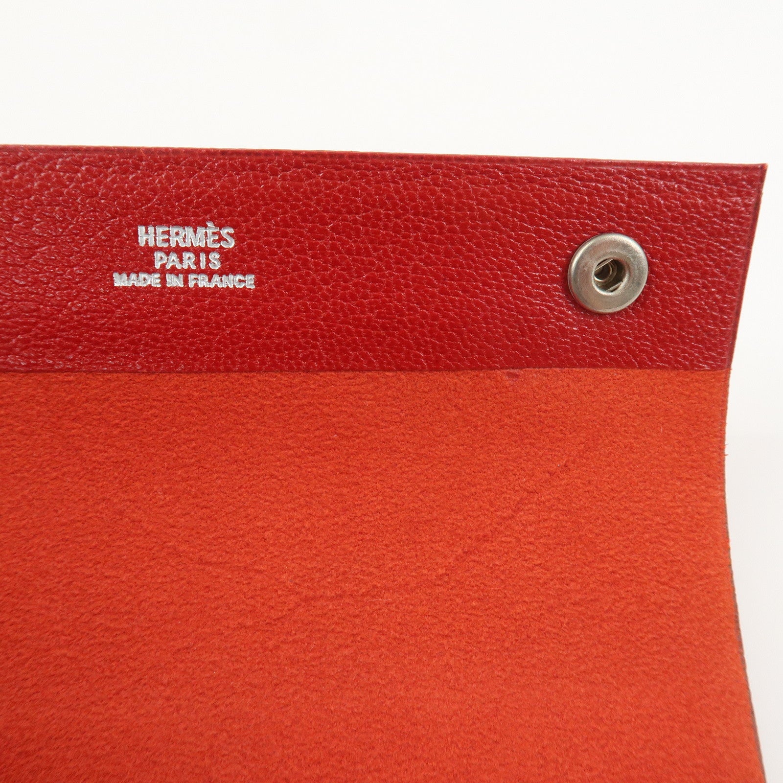 HERMES Cahier Rouleaul Leather Notebook Cover Red