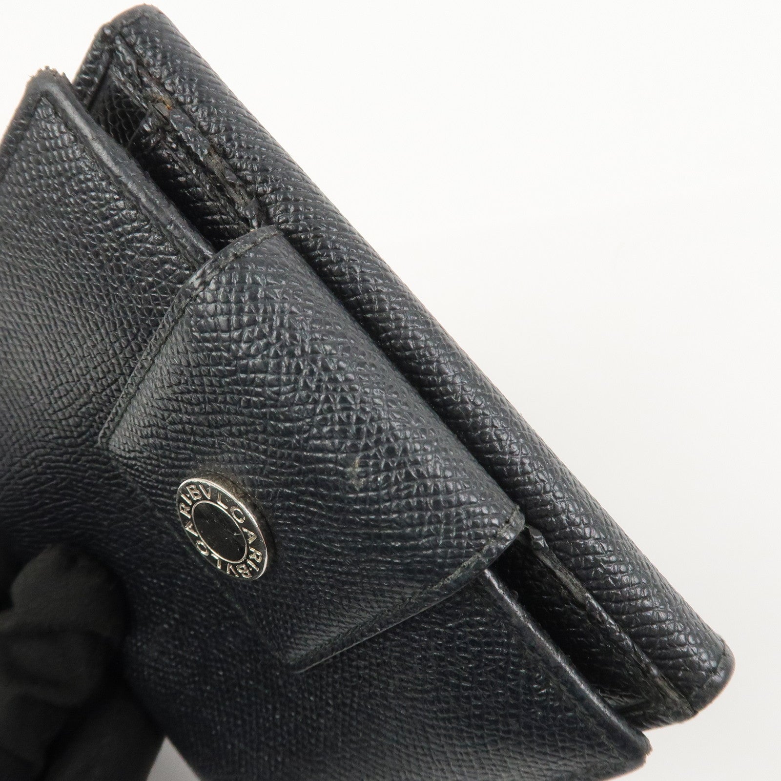 BVLGARI Set of 2 Leather Compact Wallet Bi-fold Wallet Black