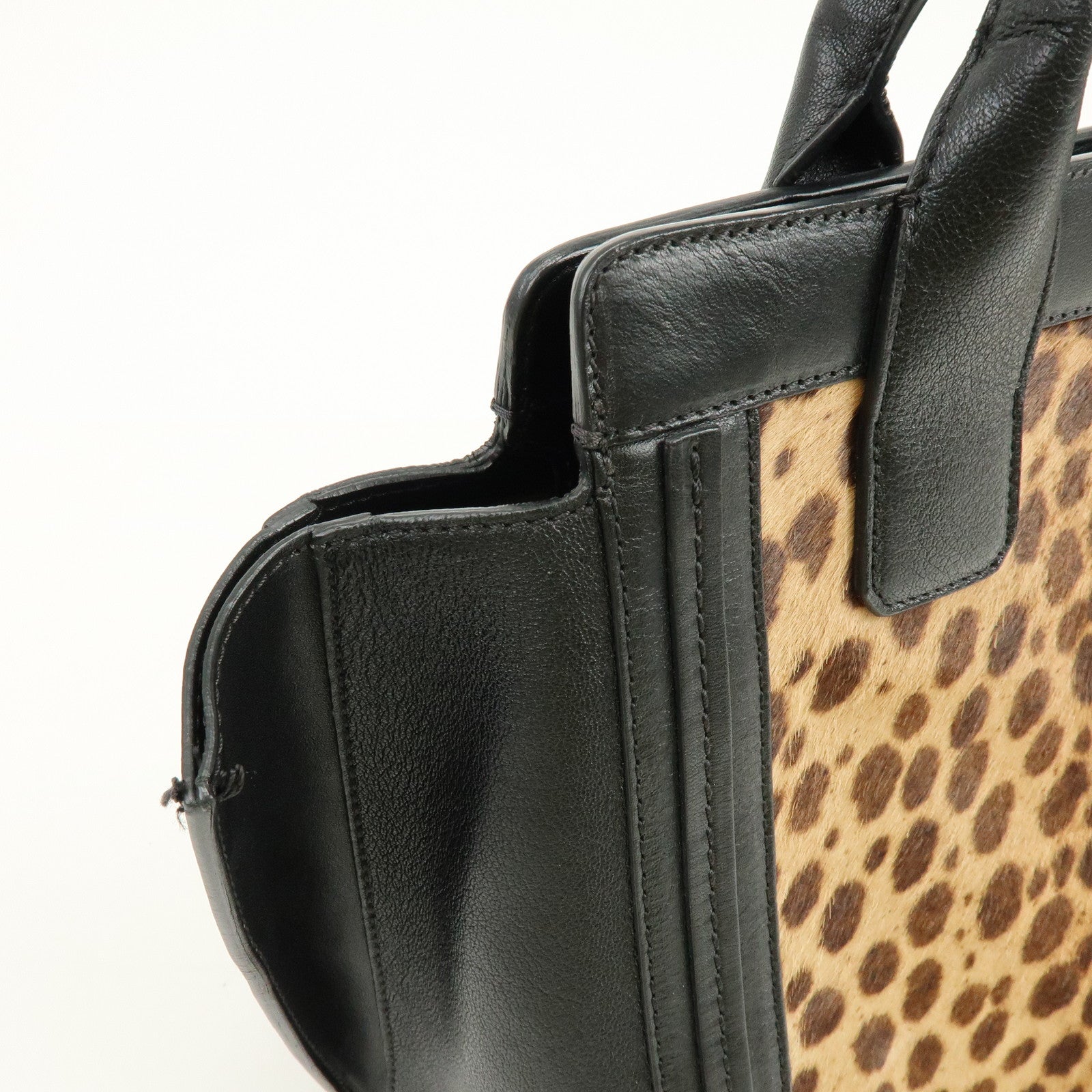 Chloe Allison Unborn Calf Leather Tote Bag Hand Bag Leopard Black