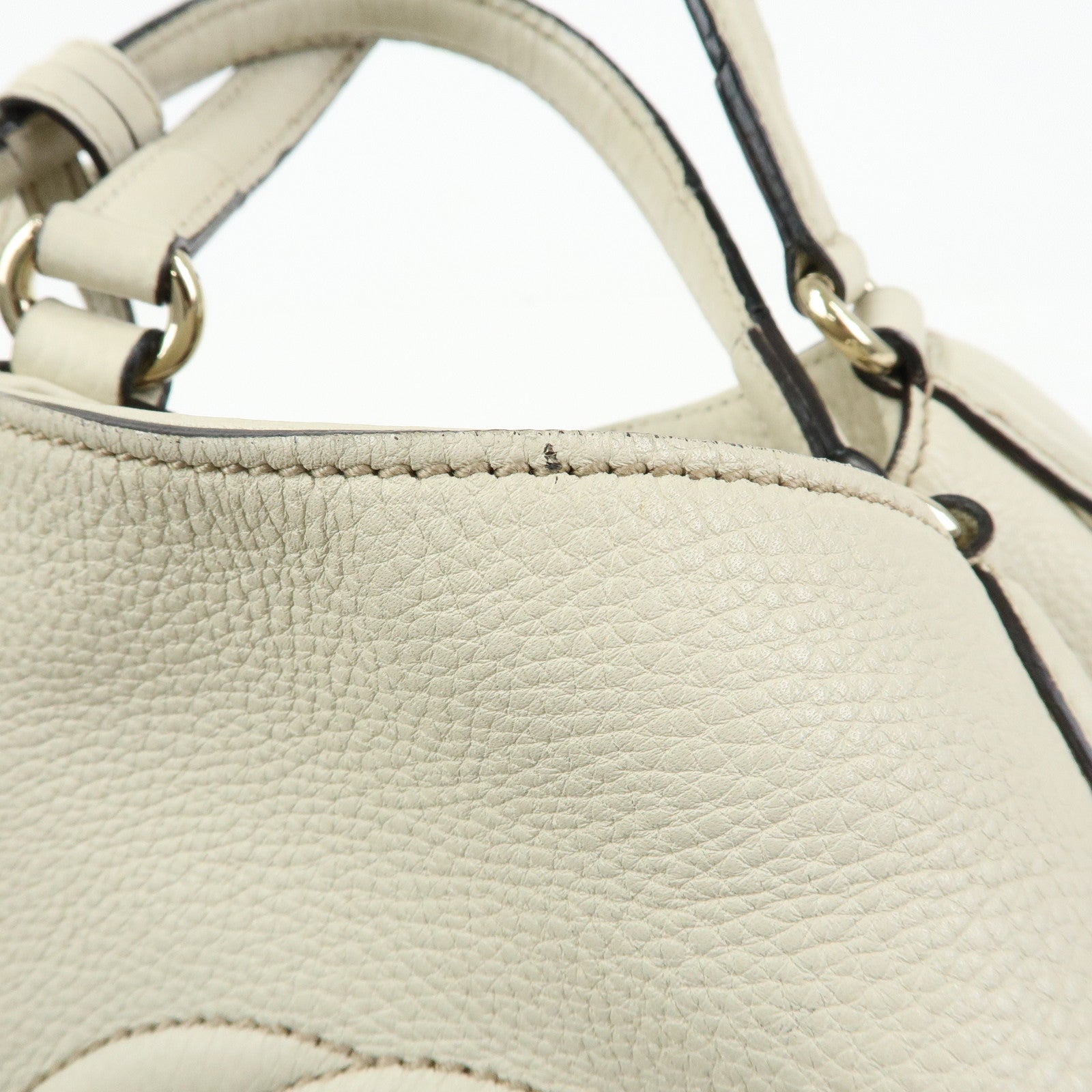 GUCCI SOHO Interlocking G Calf Leather 2Way Hand Bag Ivory 336751
