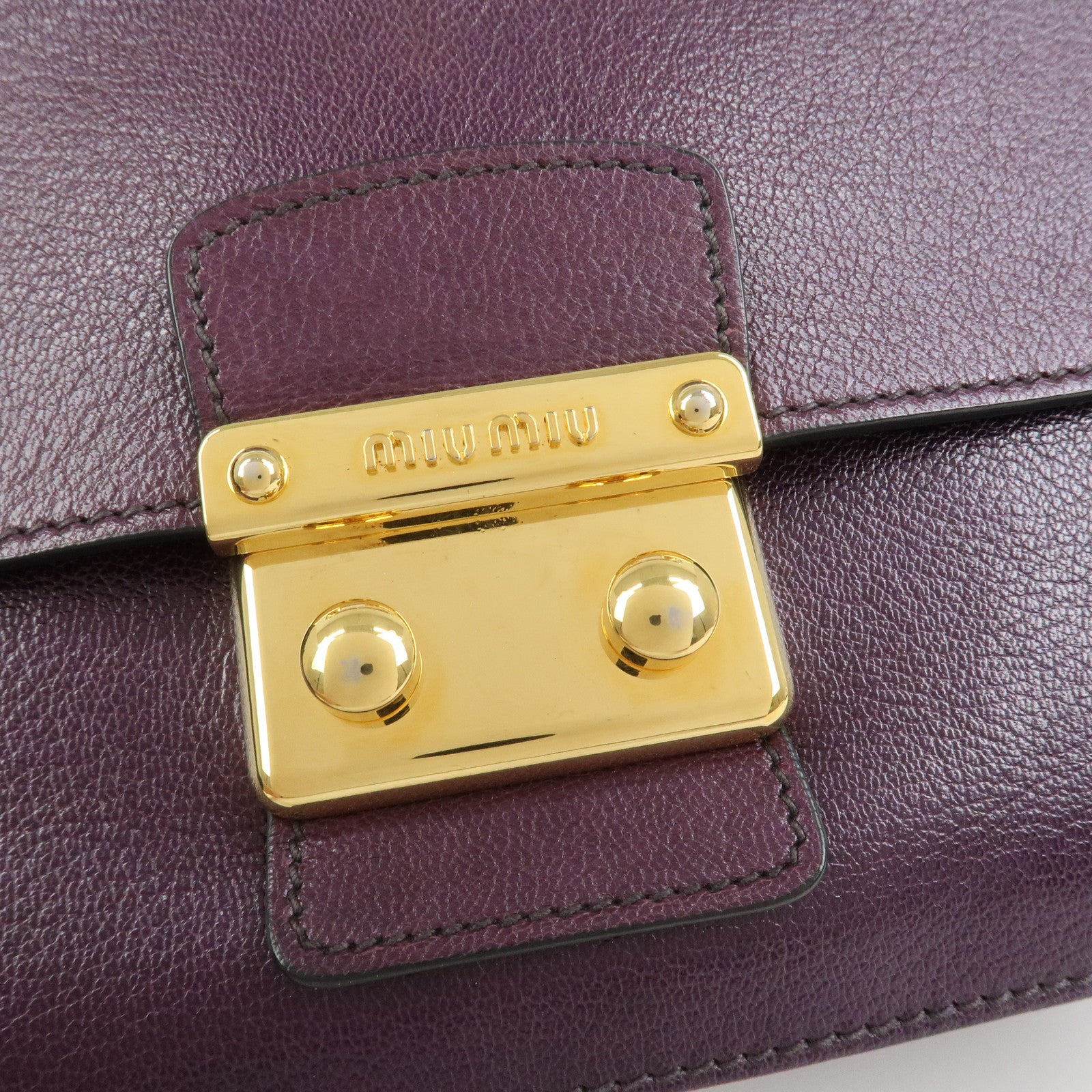 MIU MIU Logo Leather 2Way Shoulder Bag Hand Bag Purple RN0726
