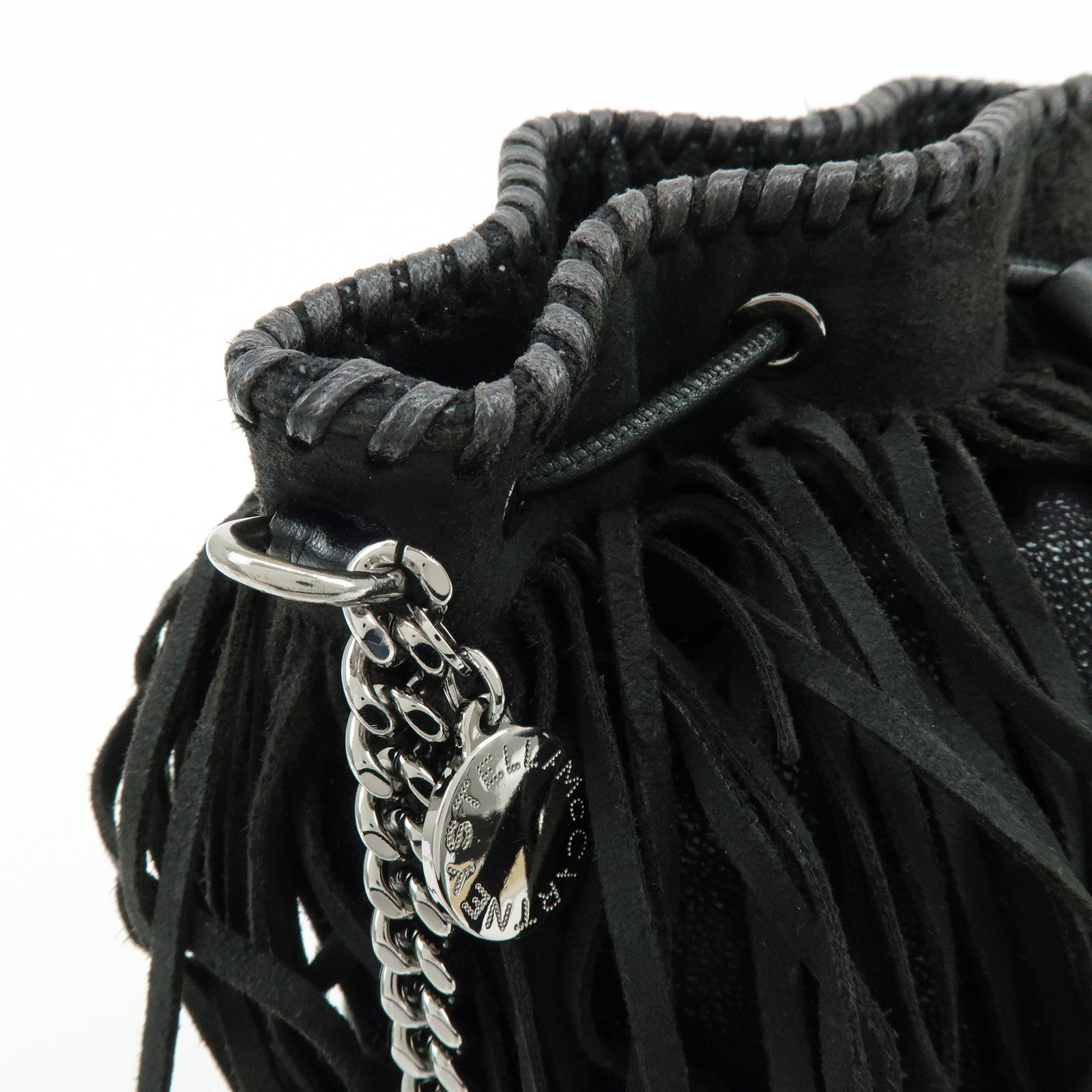 STELLA MCCARTNEY Falabella Fringe Bucket Shoulder Bag Black