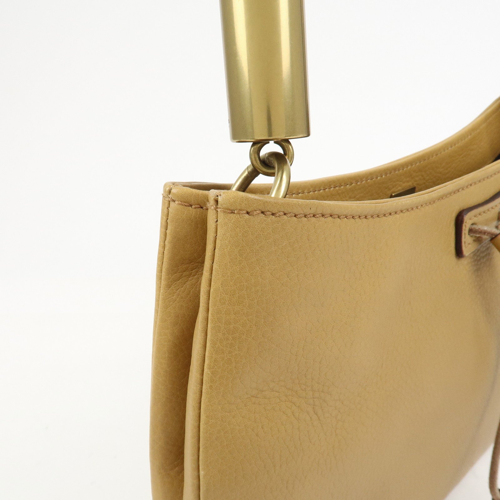 GUCCI Leather Shoulder Bag Hand Bag Beige 108964
