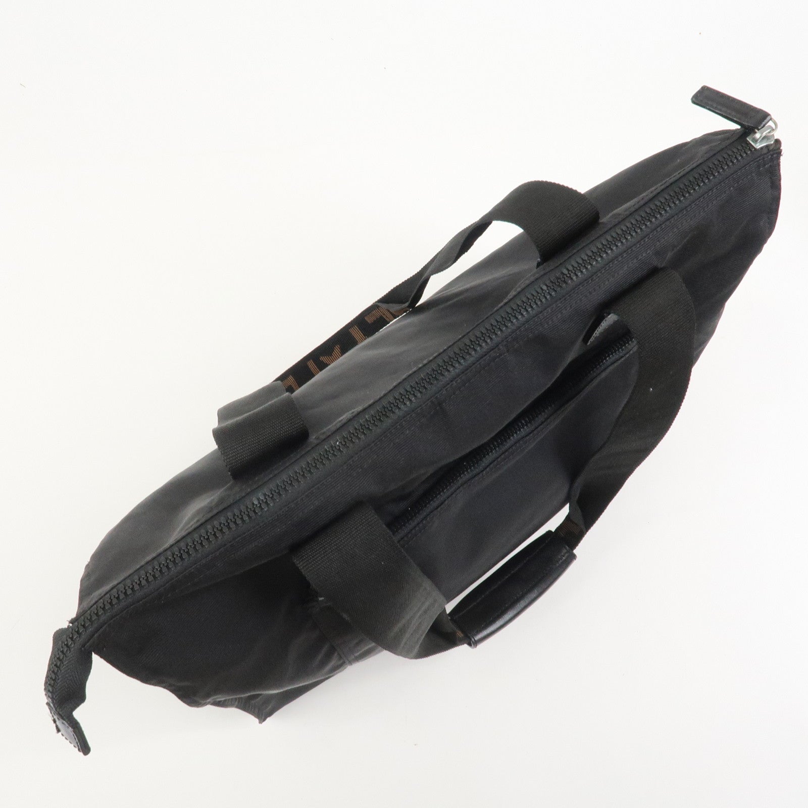 FENDI Nylon Leather Tote Bag Boston Bag Black 26680