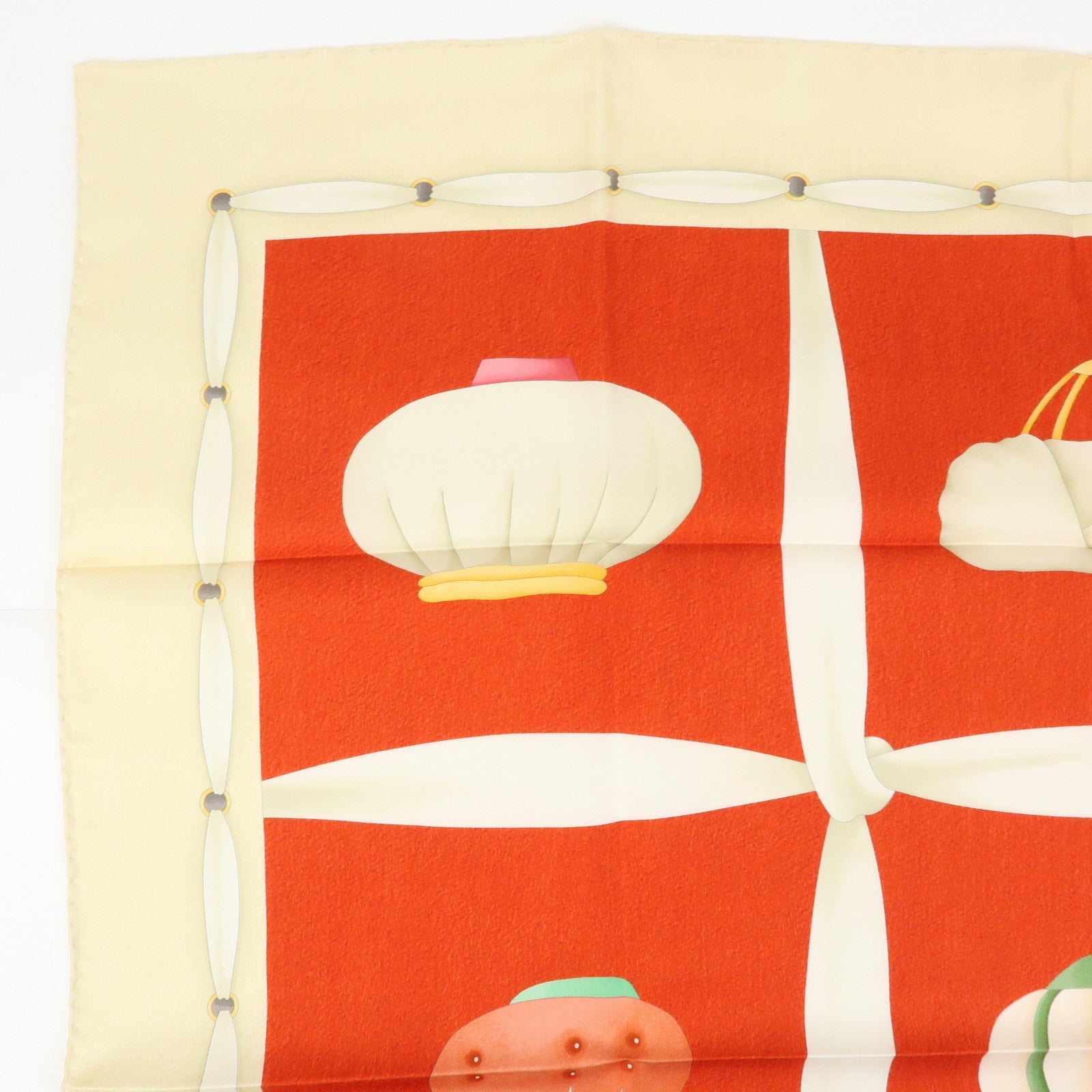 BVLGARI Silk 100% Scarf Topkapi Keffiyeh Red Beige