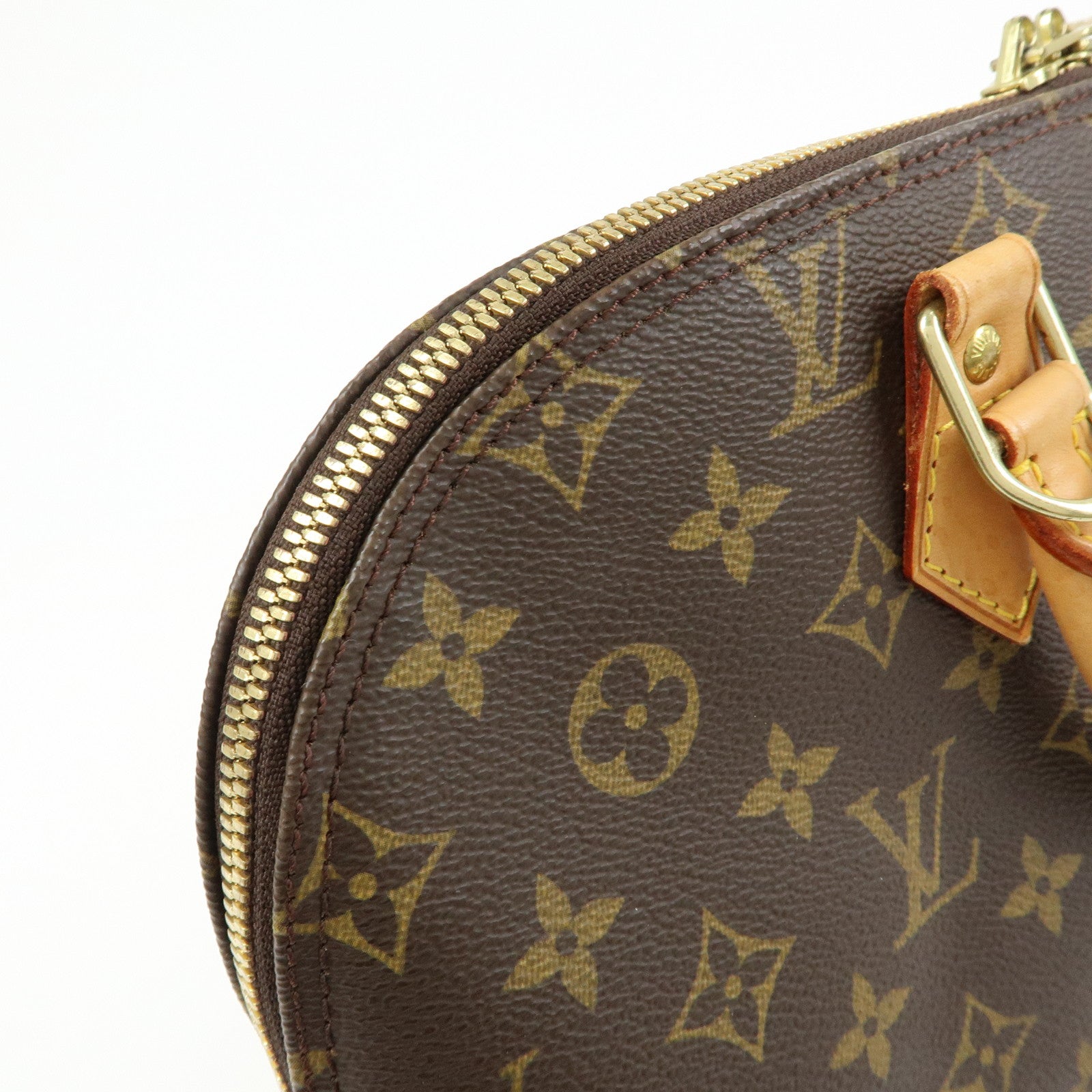 Louis Vuitton Monogram Canvas Leather Alma Hand Bag Brown M51130