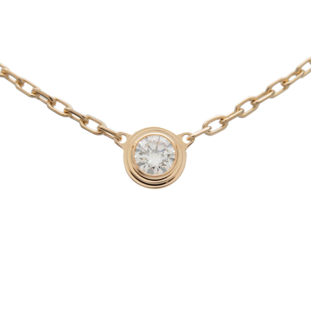 Cartier D'amour 1P Diamond Necklace SM K18 750YG Yellow Gold
