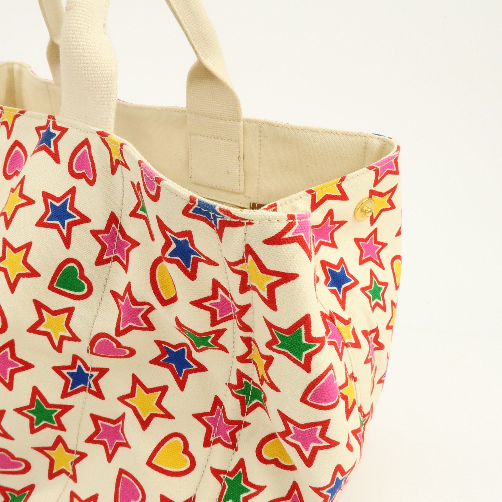 PRADA Triangle Logo Canapa Large Star Heart Canvas Tote Bag BN1872
