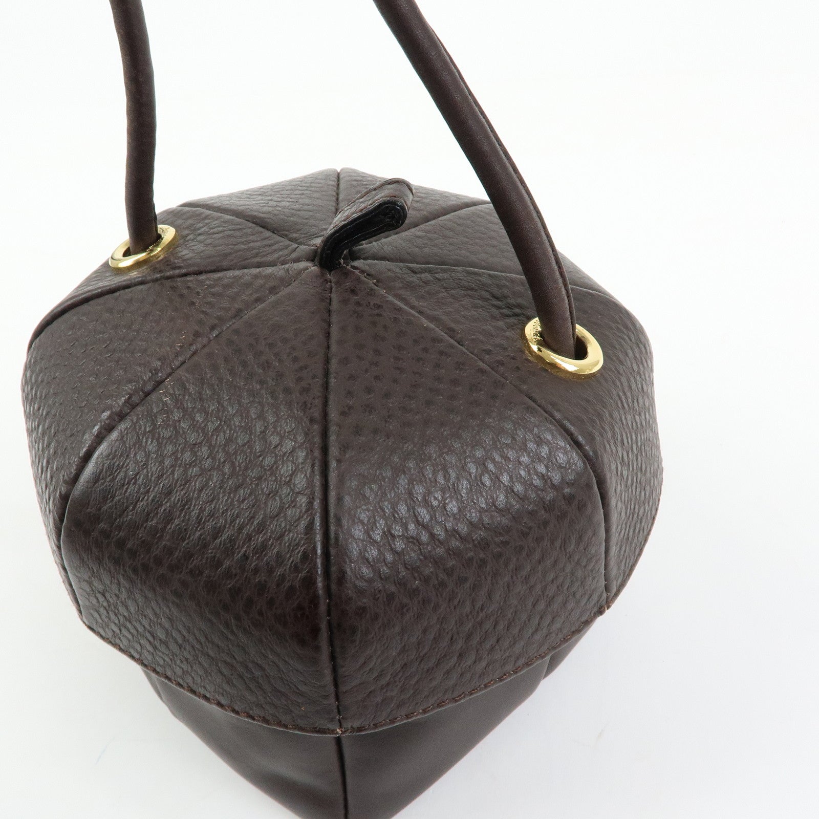 Ferragamo Leather Shoulder Bag Crossbody Bag Acorn Bag Dark Brown