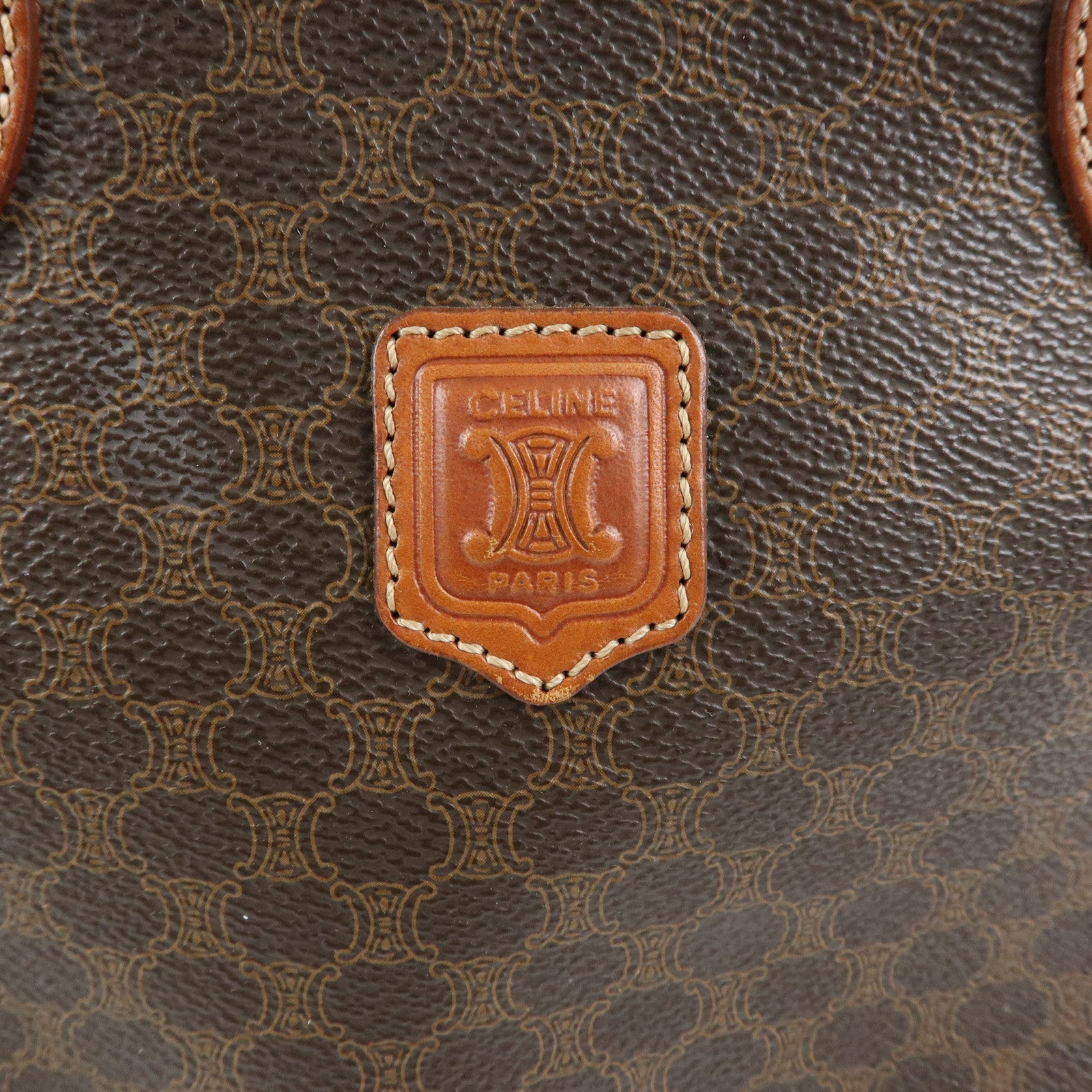 CELINE Macadam PVC Leather Hand Bag Brown