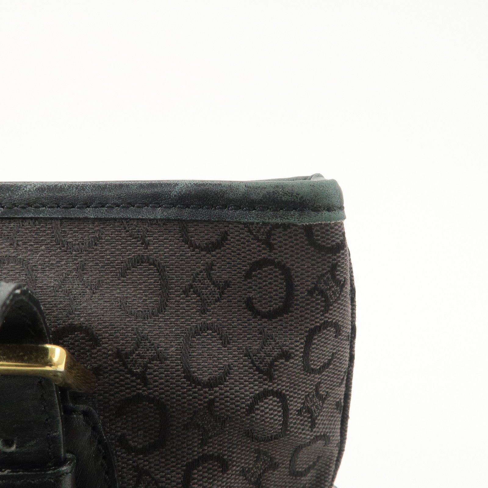 CELINE C Macadam Canvas Leather Tote Bag Shoulder Bag Black