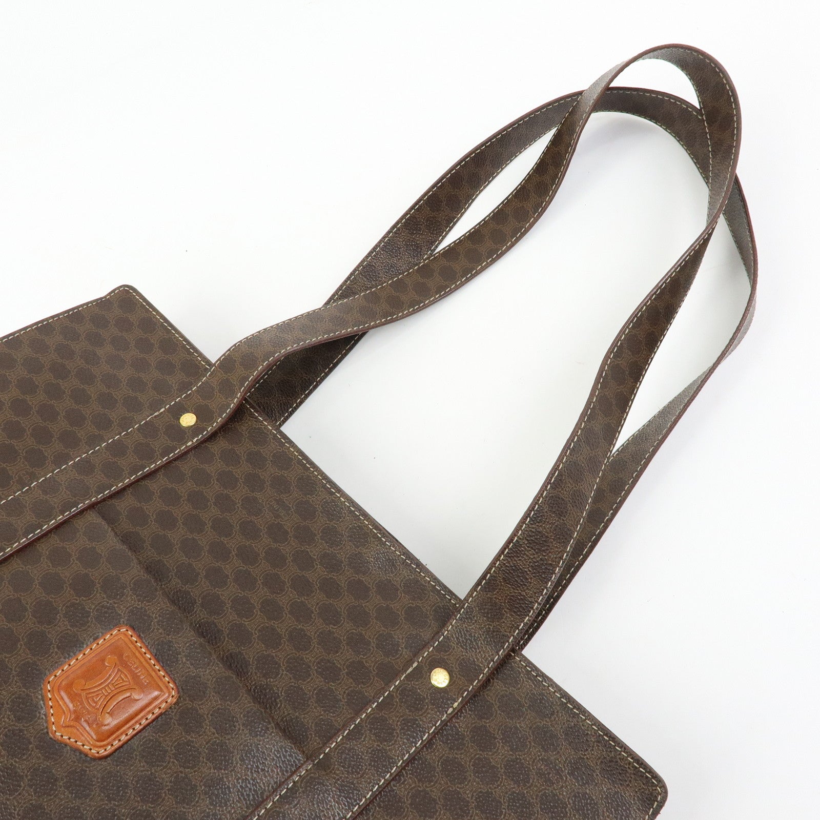 CELINE Macadam PVC Leather Tote Bag Shoulder Bag Brown