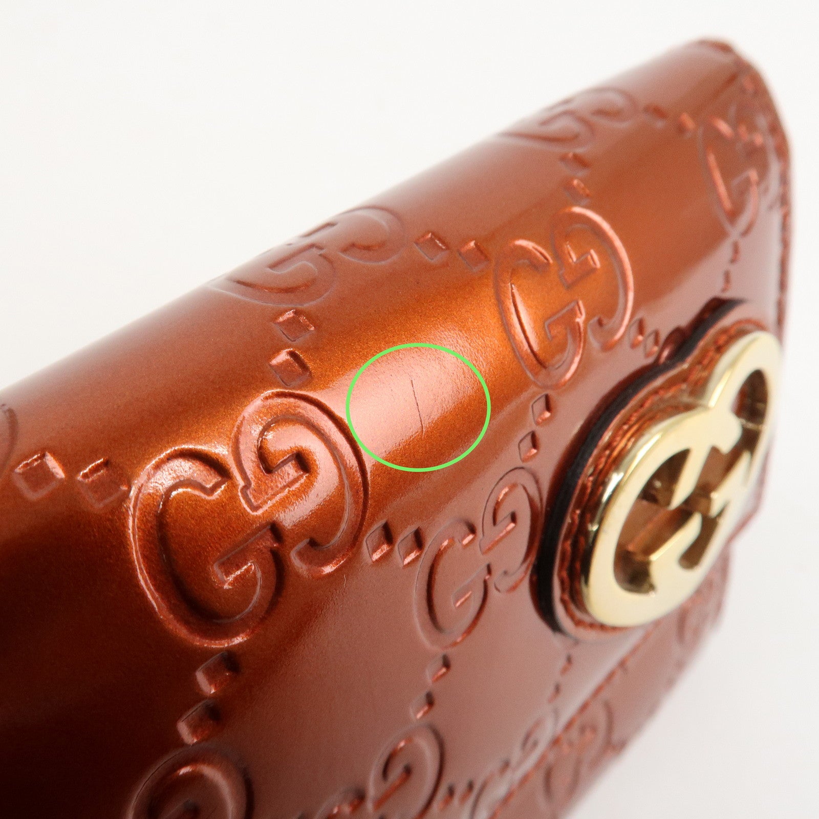 GUCCI Interlocking G Guccissima Lovely Heart Leather Wallet 251861 Used