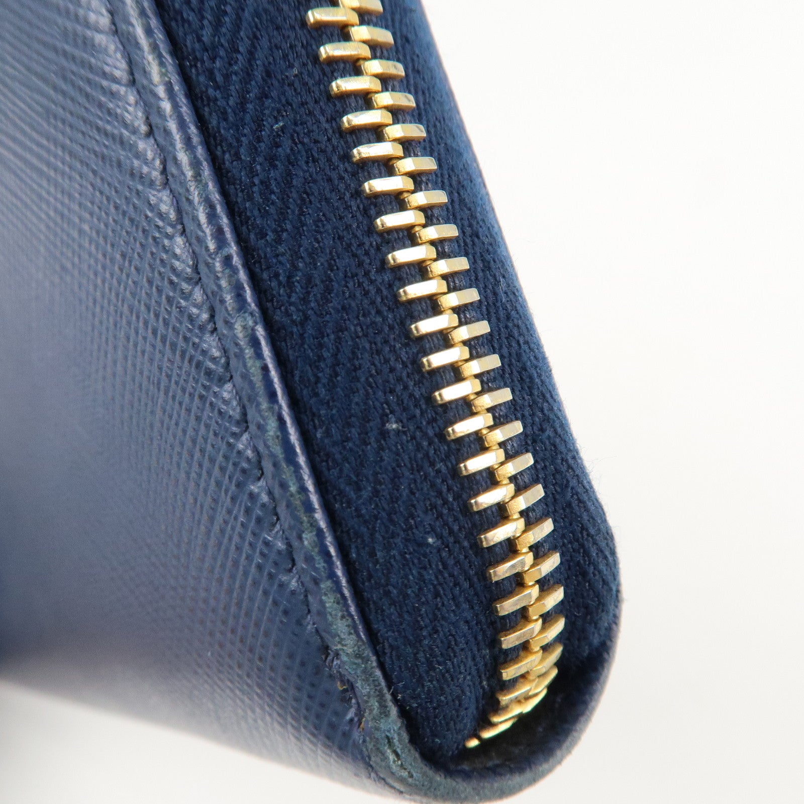 PRADA Triangle Logo Saffiano Leather Zippy Long Wallet Navy 1ML506