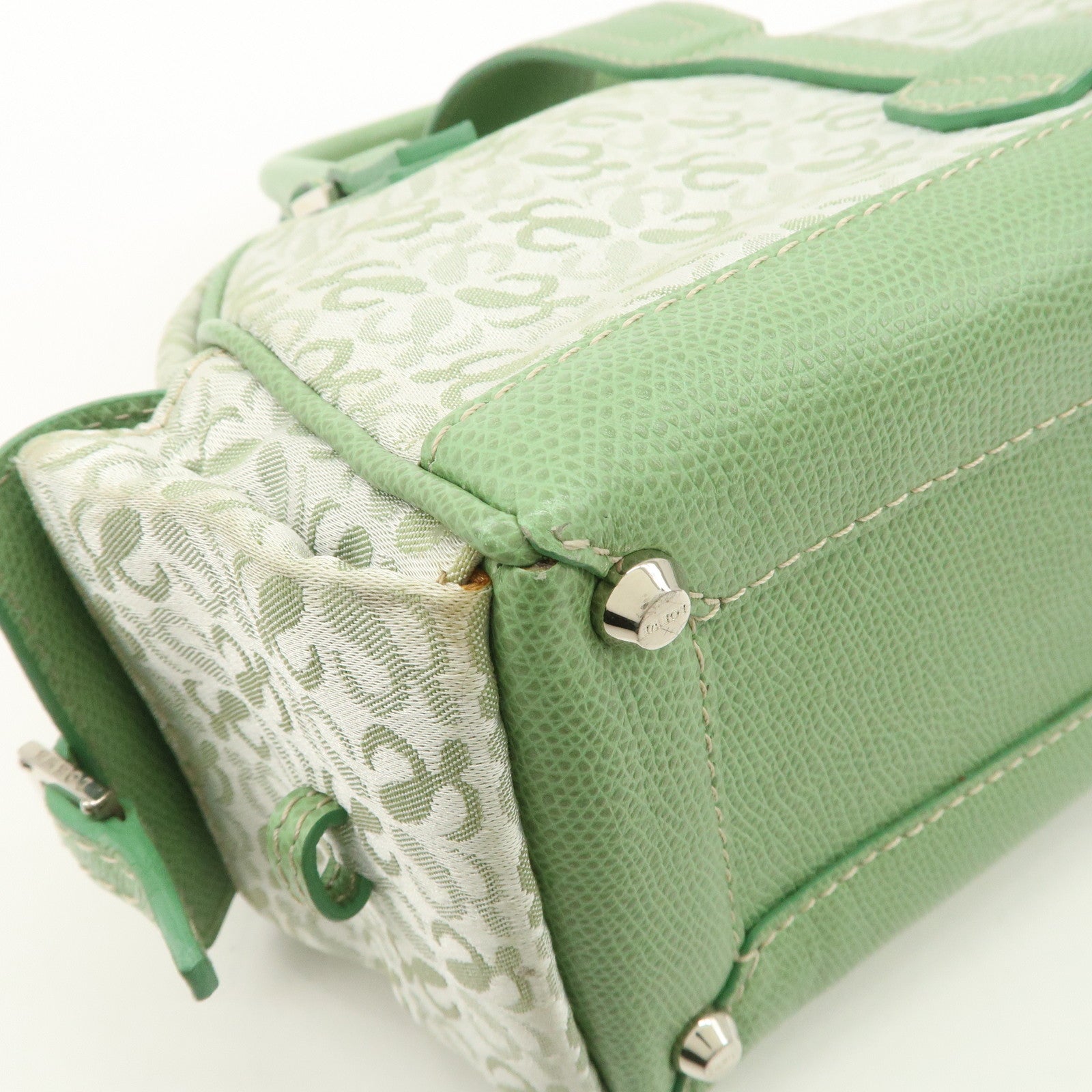 LOEWE Anagram Canvas Leather Hand Bag Light Green