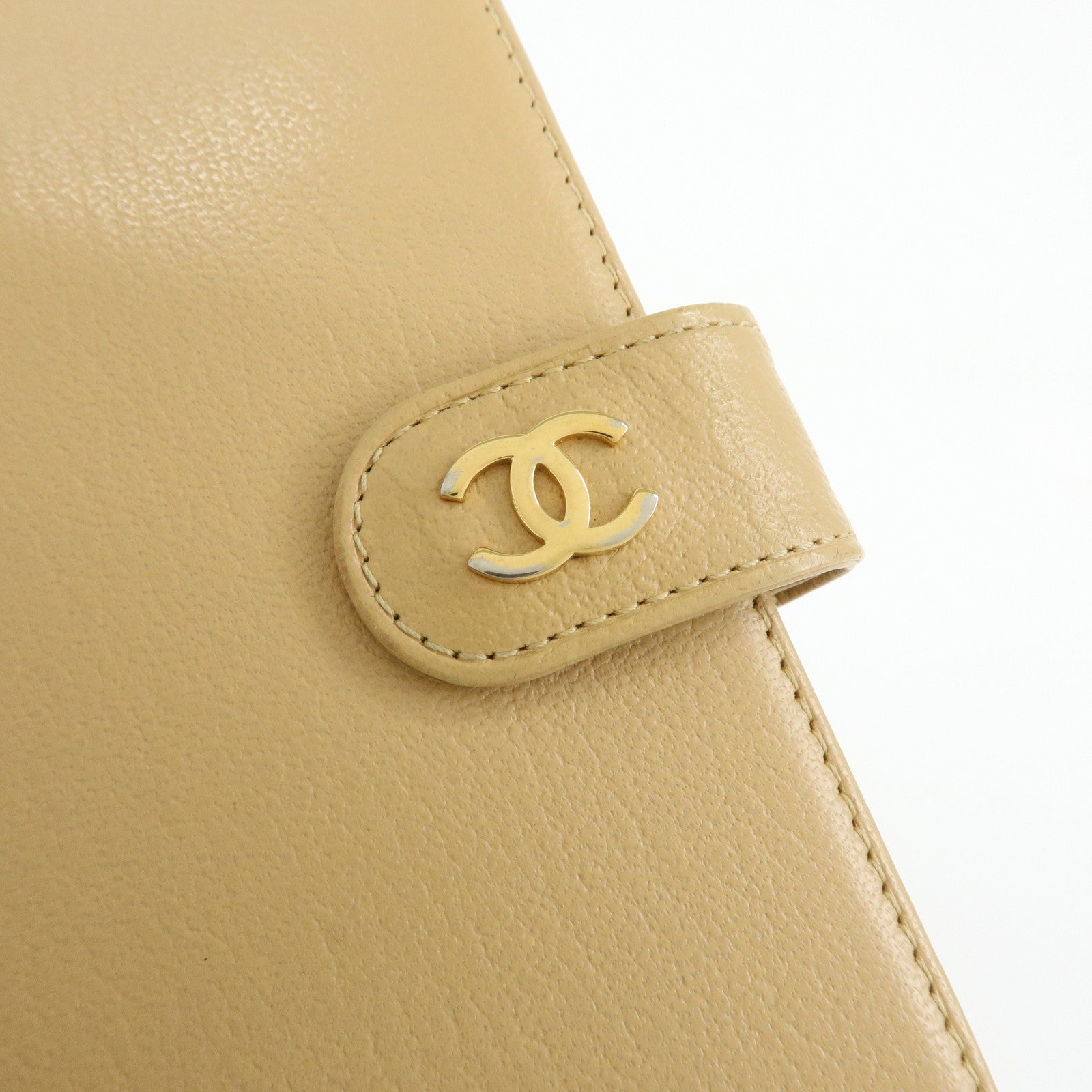 CHANEL COCO Mark Calf Skin Agenda Cover Planner Cover Beige