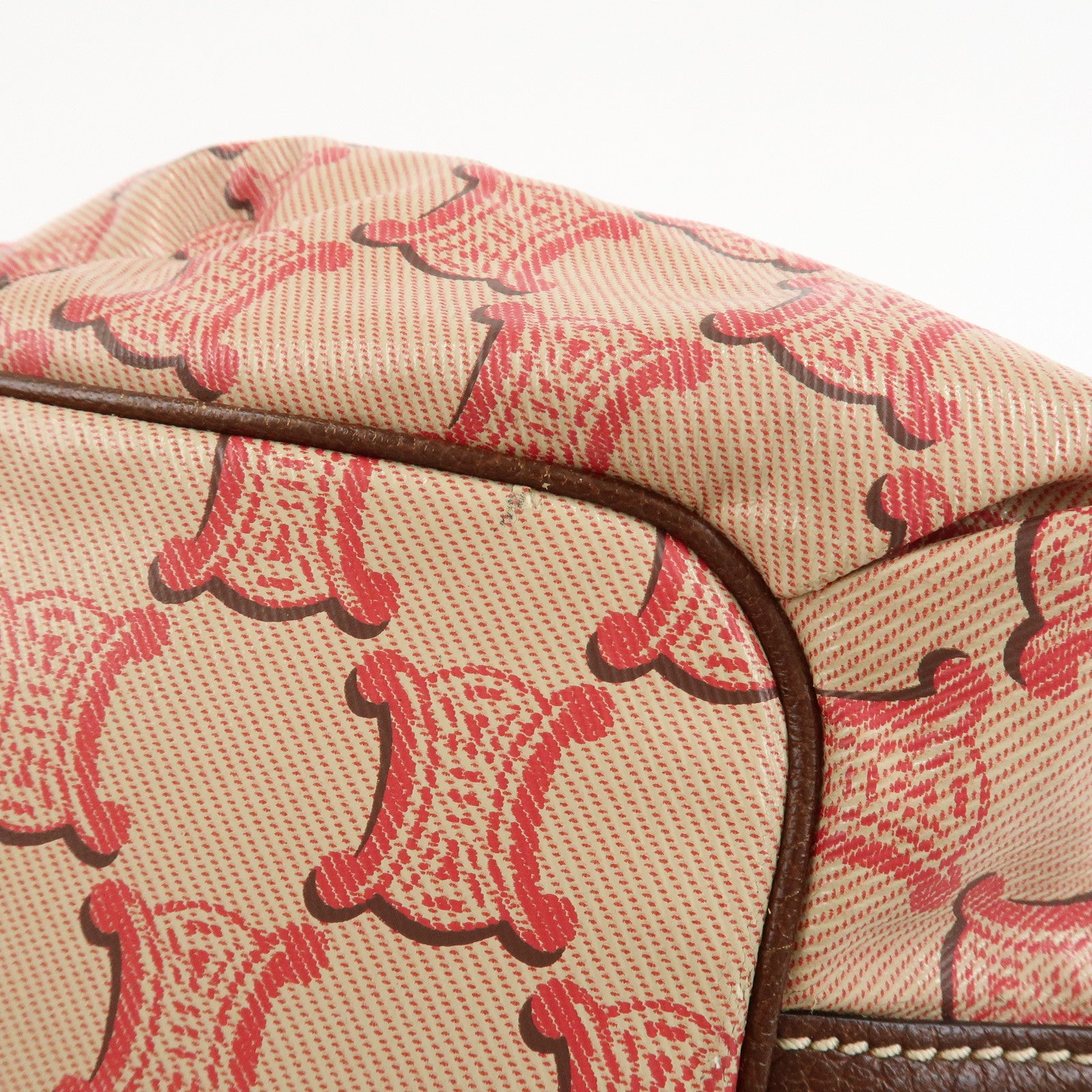 CELINE Bitter Sweet Macadam PVC Canvas Leather Hand Bag Pink