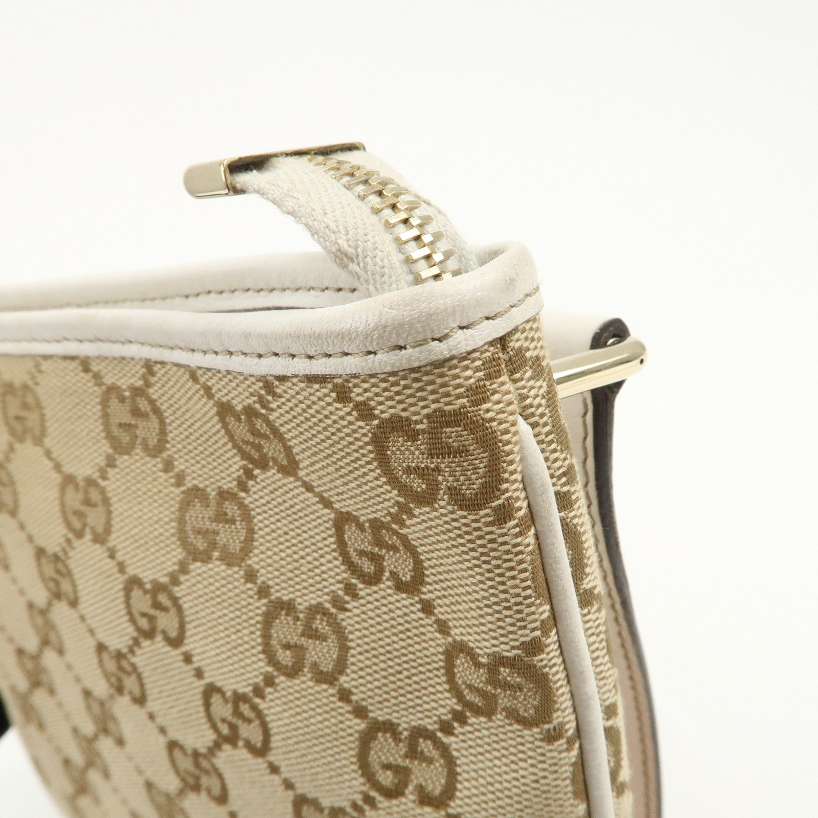 GUCCI Sherry GG Canvas Leather Shoulder Bag Beige Pink 144388