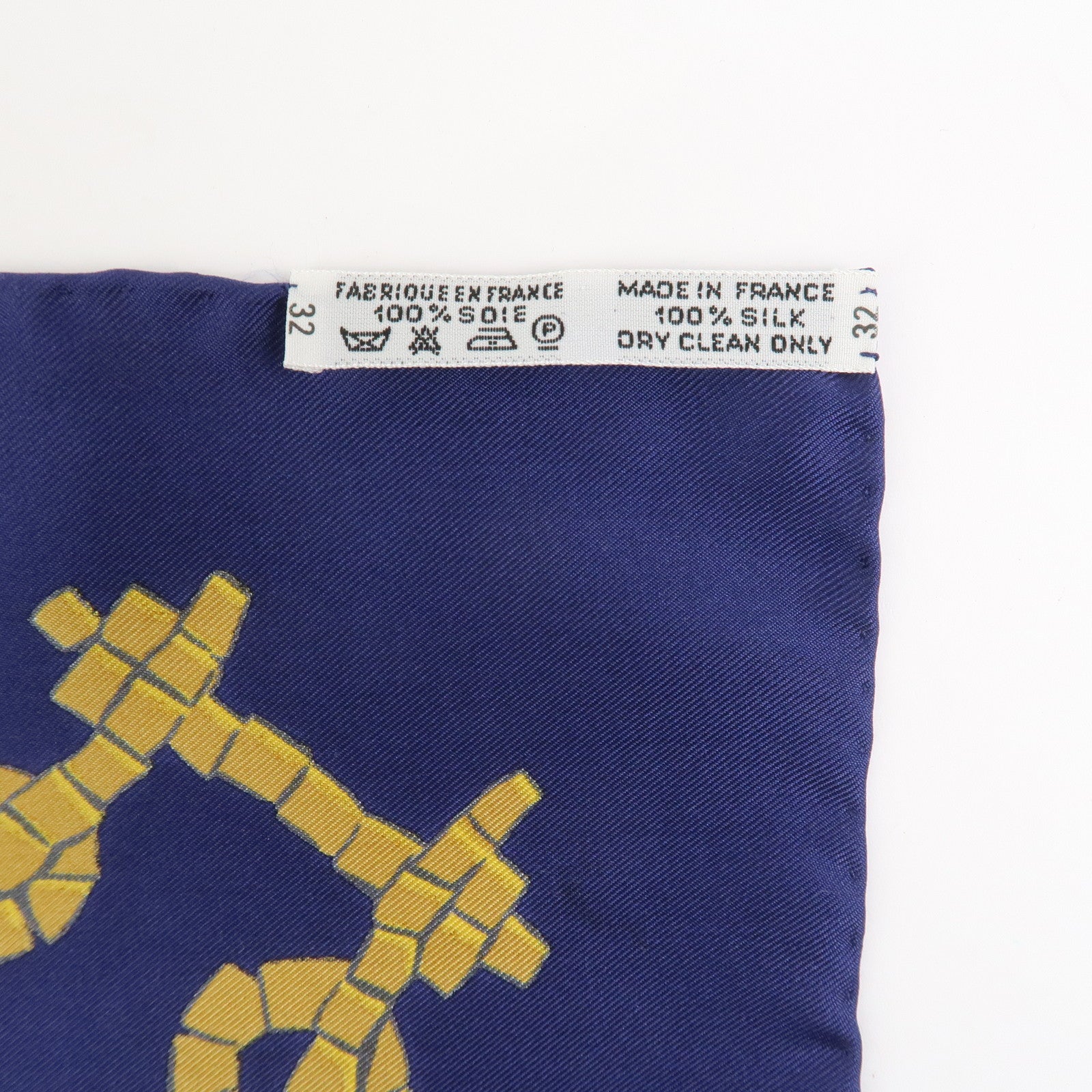 HERMES Carre 90 Silk 100% PROVENCE Scarf Navy Ivory